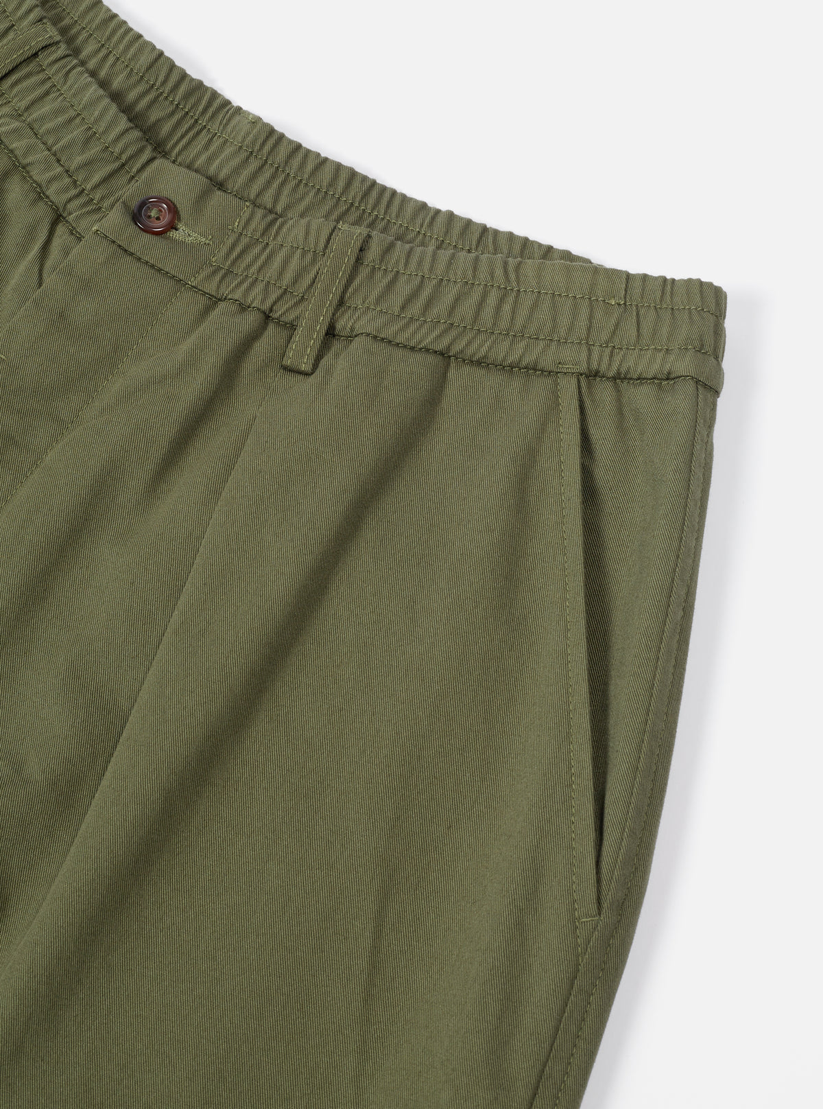 Light Olive Twill Pleated Track Pant