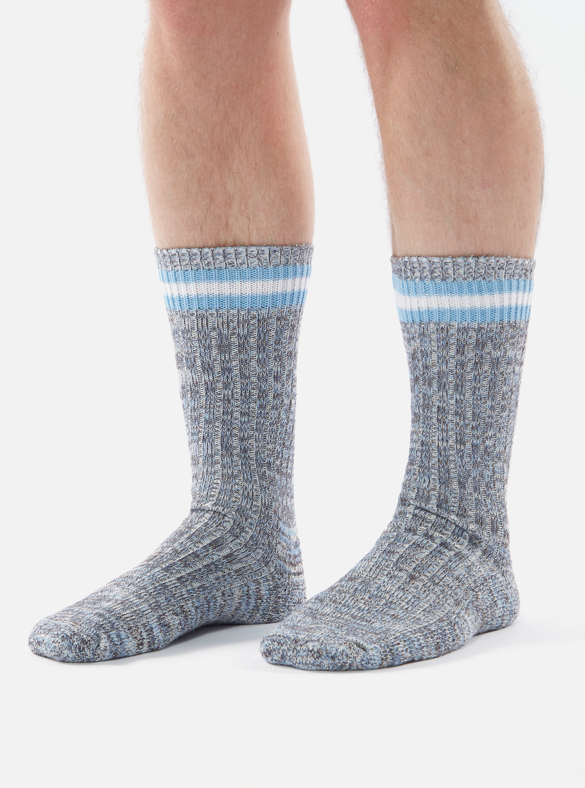 Cornish Blue Cotton Everyday Stripe Sock