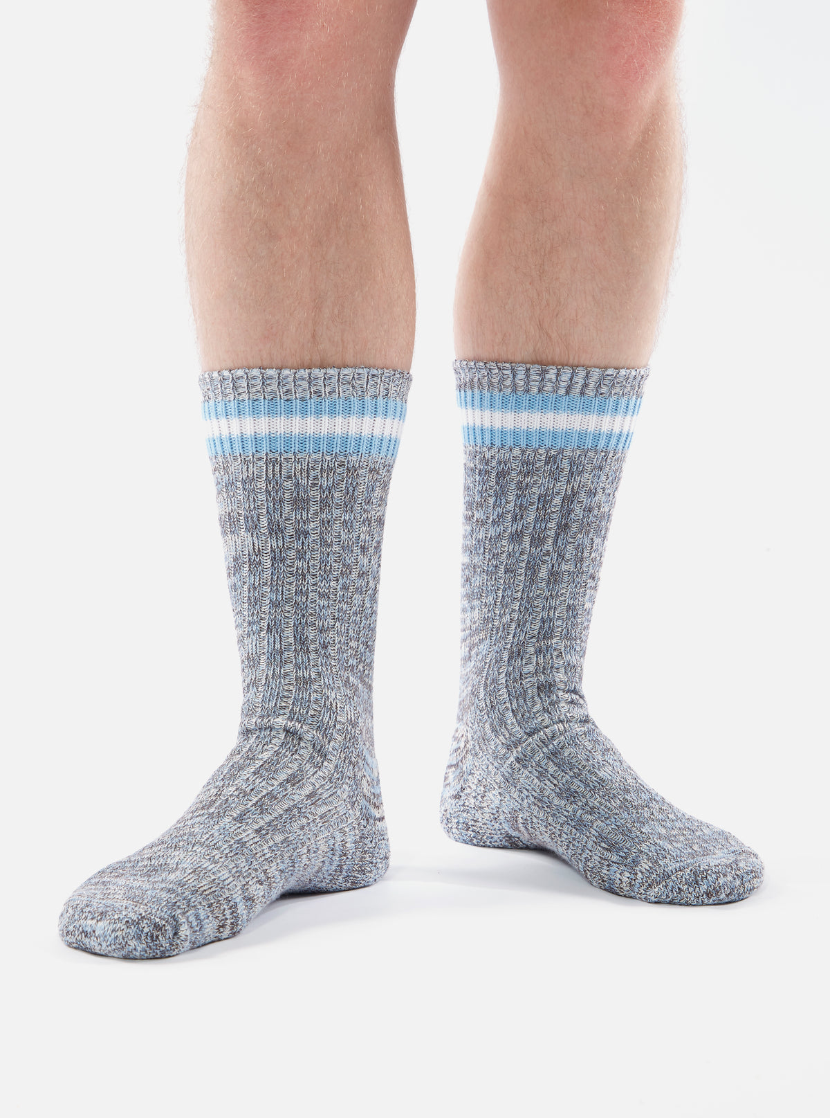 Cornish Blue Cotton Everyday Stripe Sock