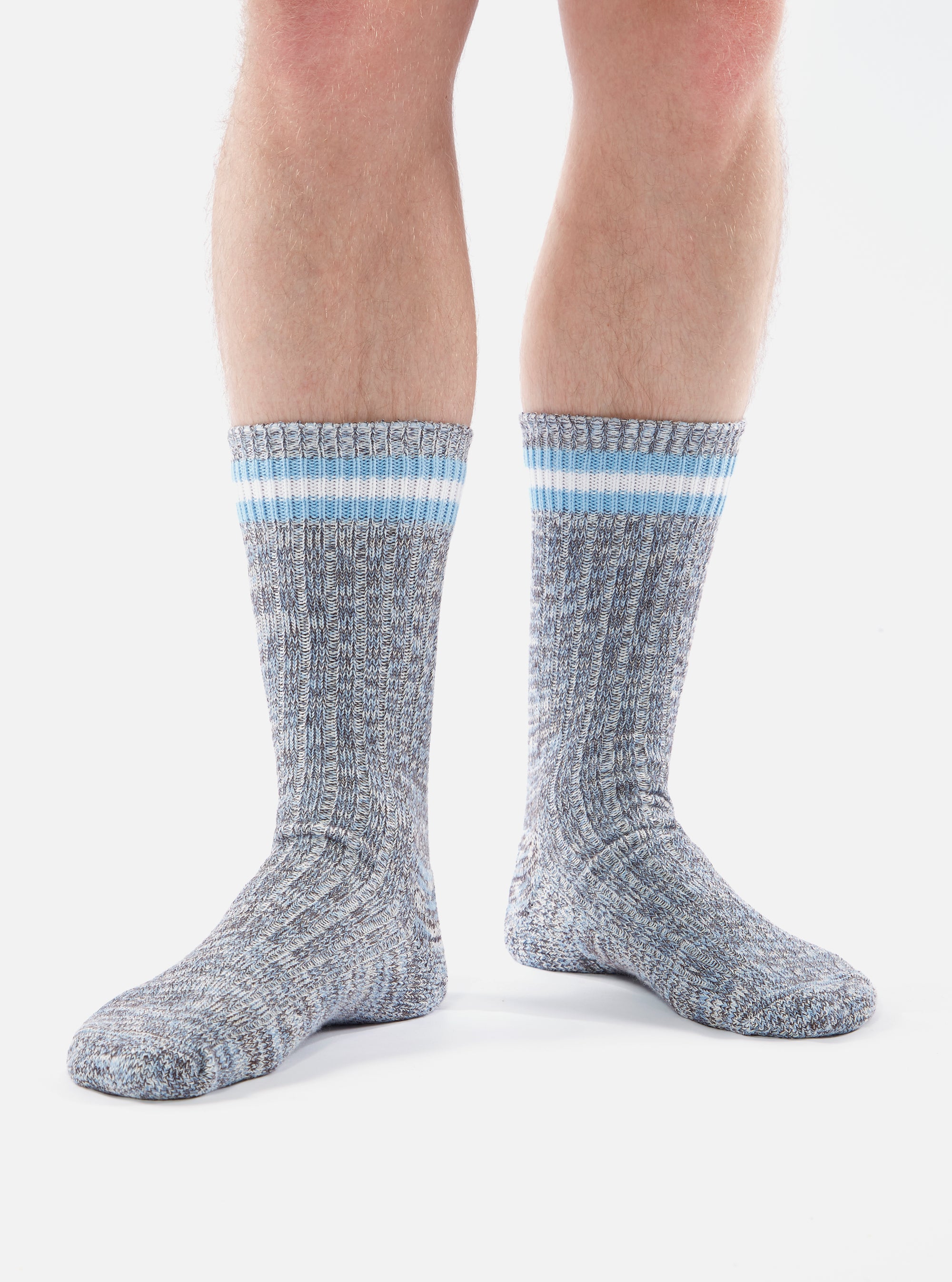 Cornish Blue Cotton Everyday Stripe Sock
