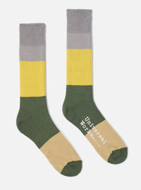 Grey/Gold Cotton Bold Stripe Sock