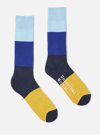 Sky/Indigo Cotton Bold Stripe Sock