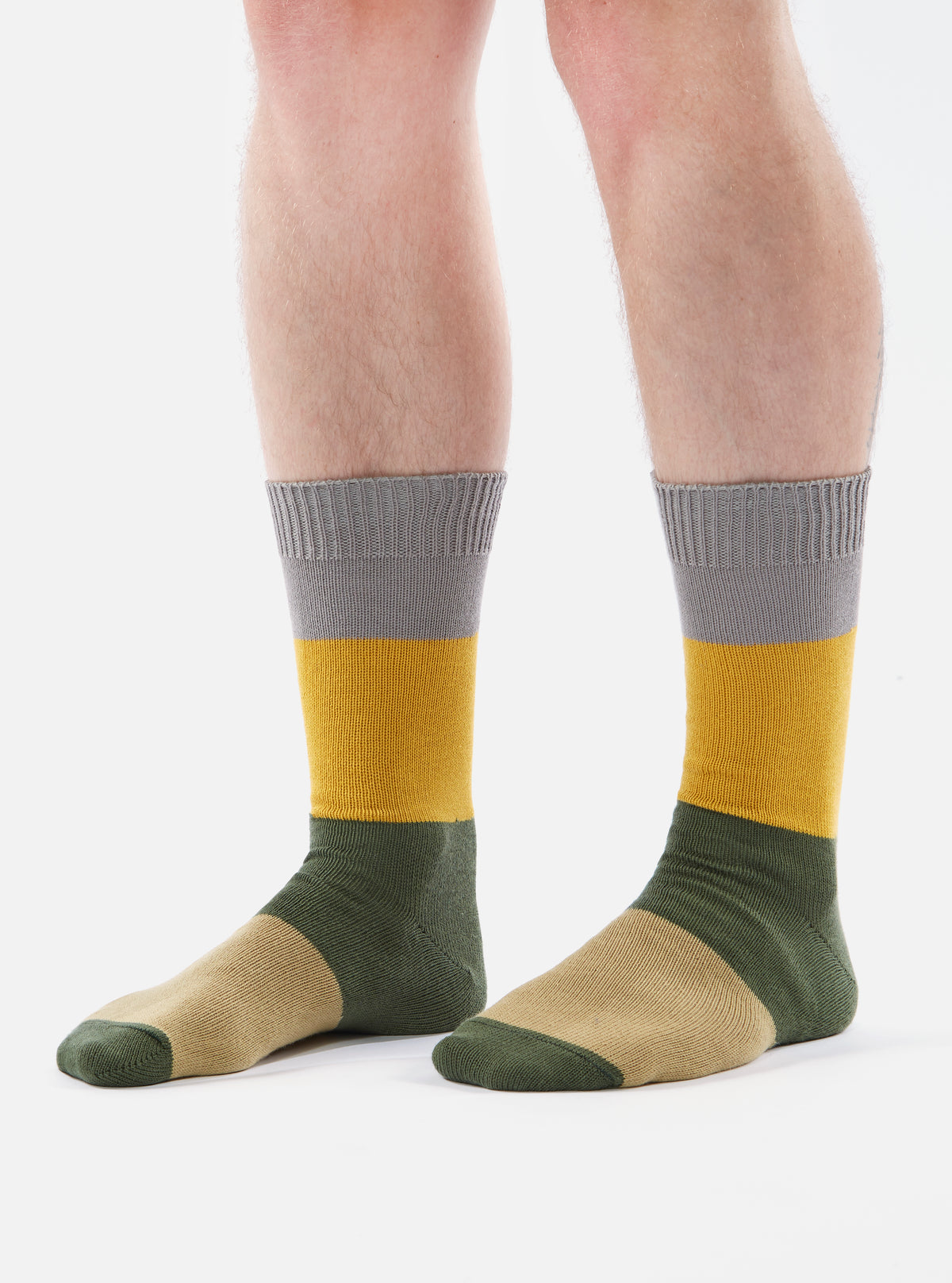 Grey/Gold Cotton Bold Stripe Sock
