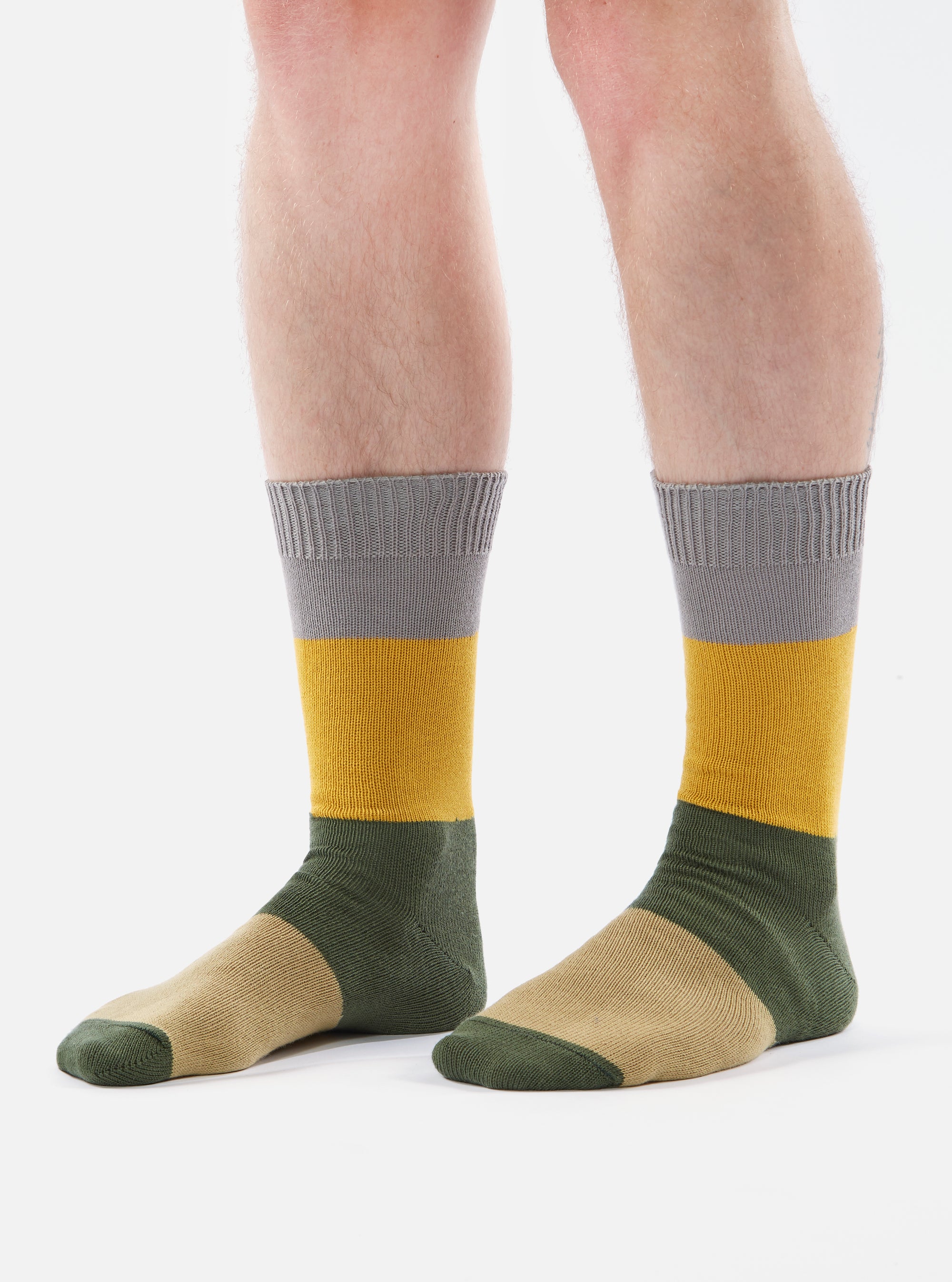 Grey/Gold Cotton Bold Stripe Sock