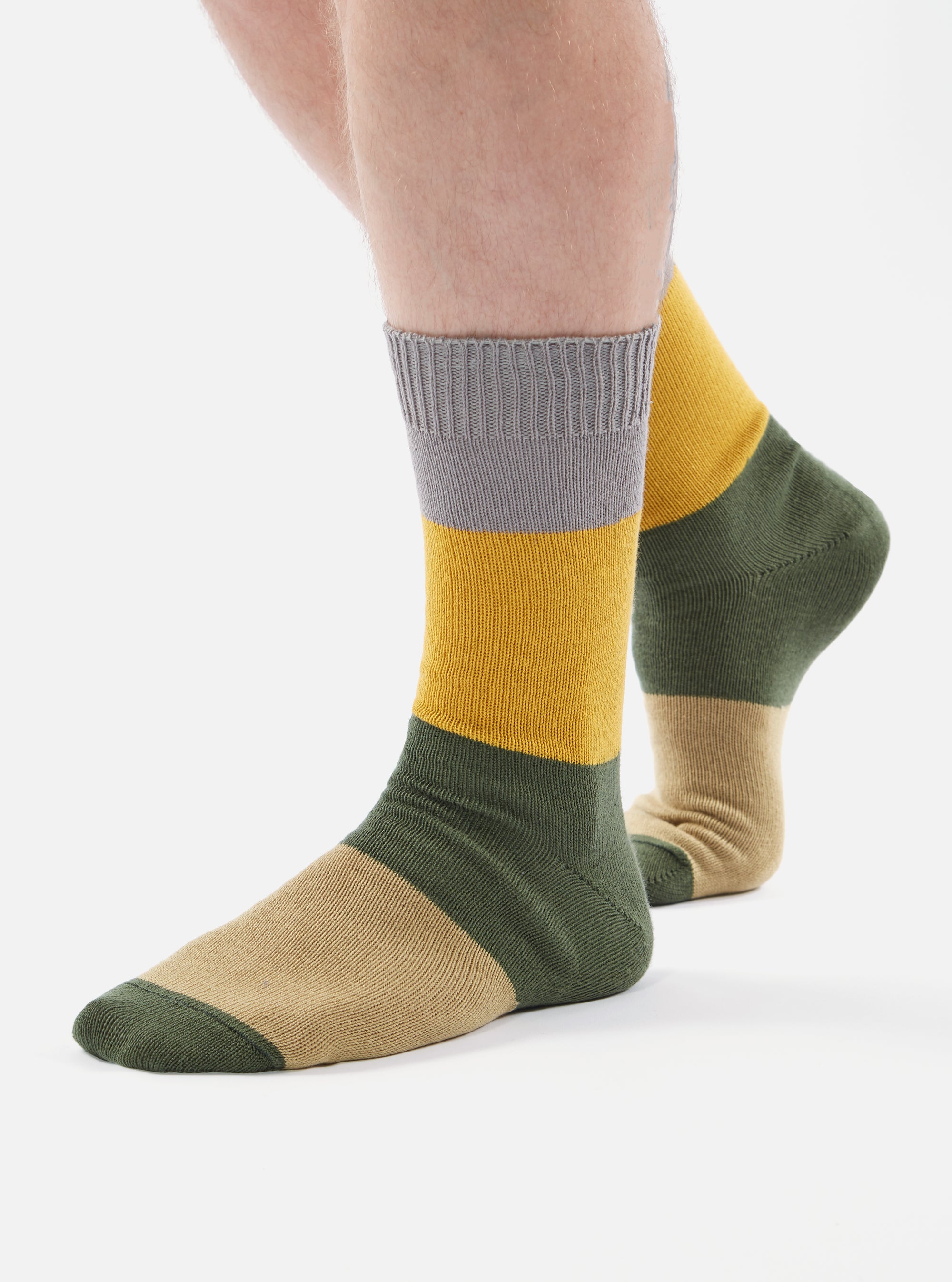 Grey/Gold Cotton Bold Stripe Sock