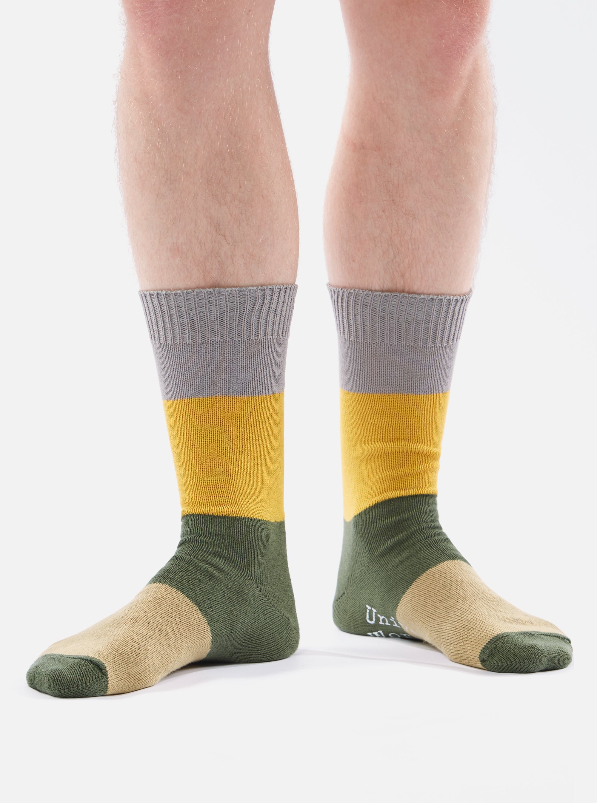 Grey/Gold Cotton Bold Stripe Sock