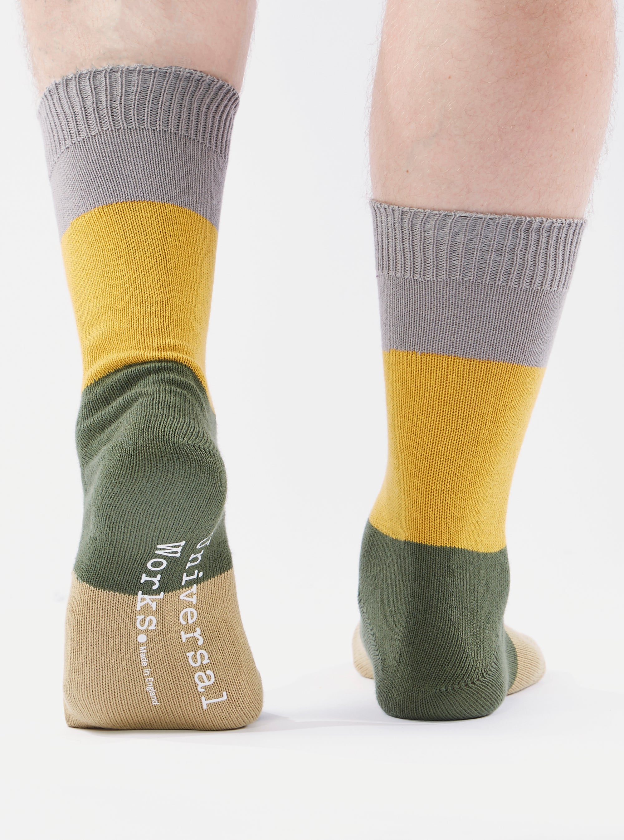 Grey/Gold Cotton Bold Stripe Sock