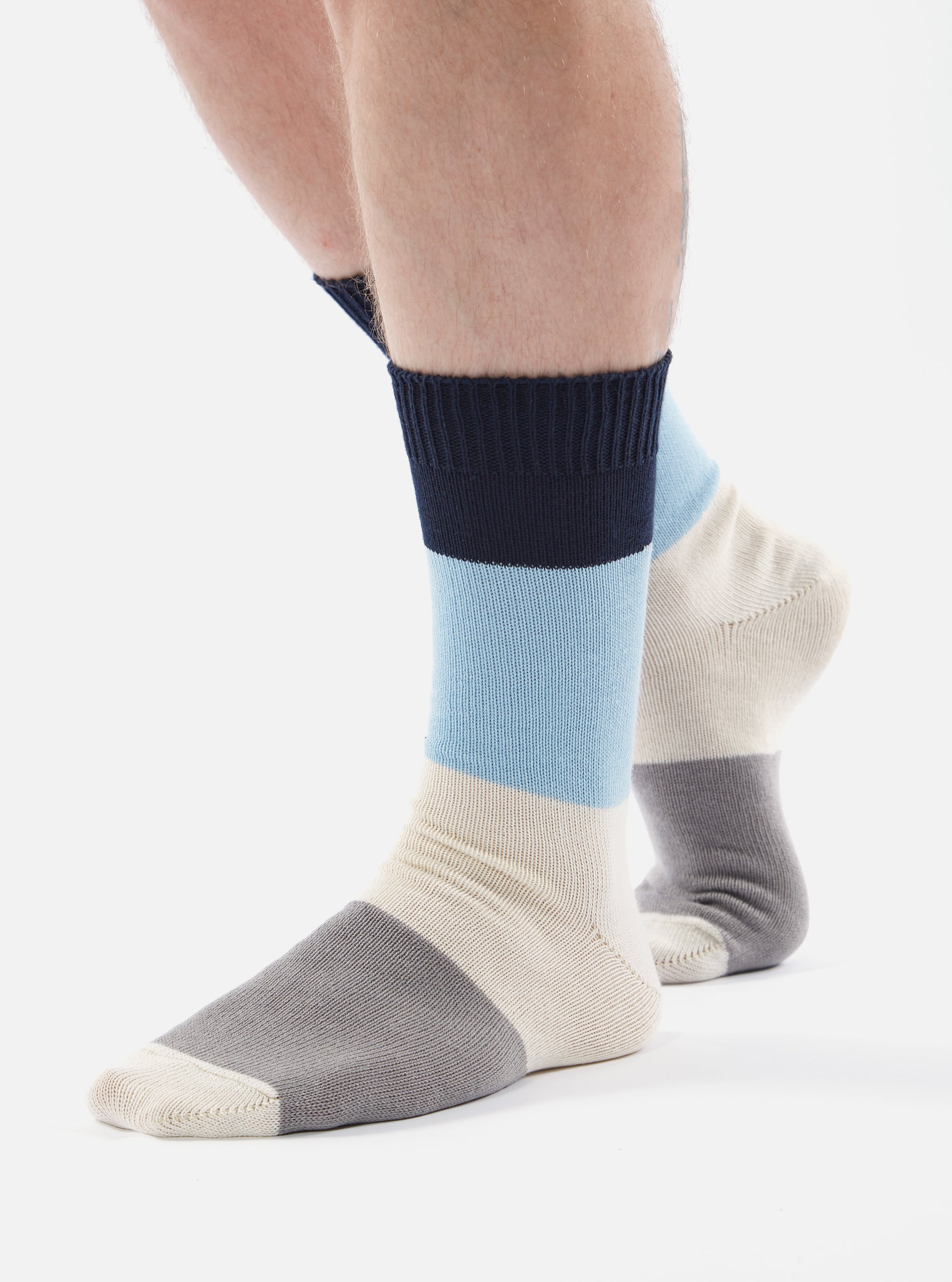 Navy/Sky Cotton Bold Stripe Sock