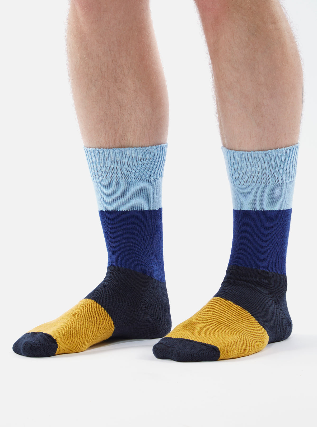 Sky/Indigo Cotton Bold Stripe Sock