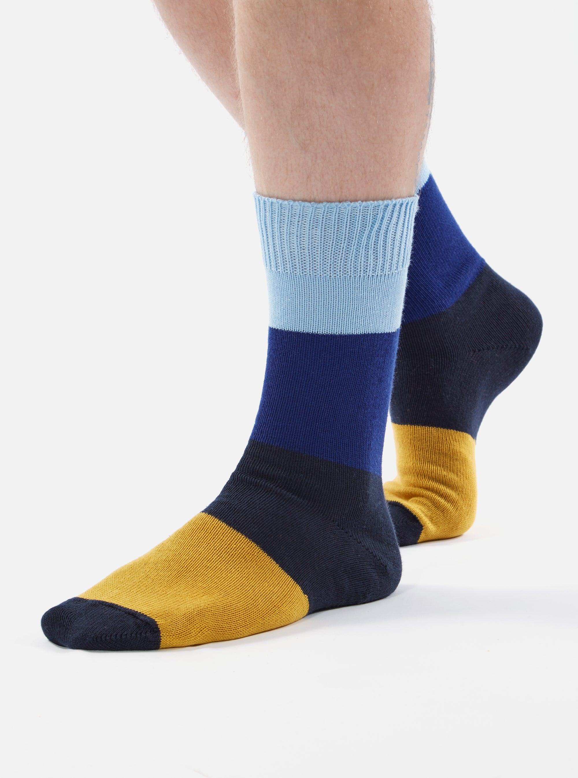 Sky/Indigo Cotton Bold Stripe Sock
