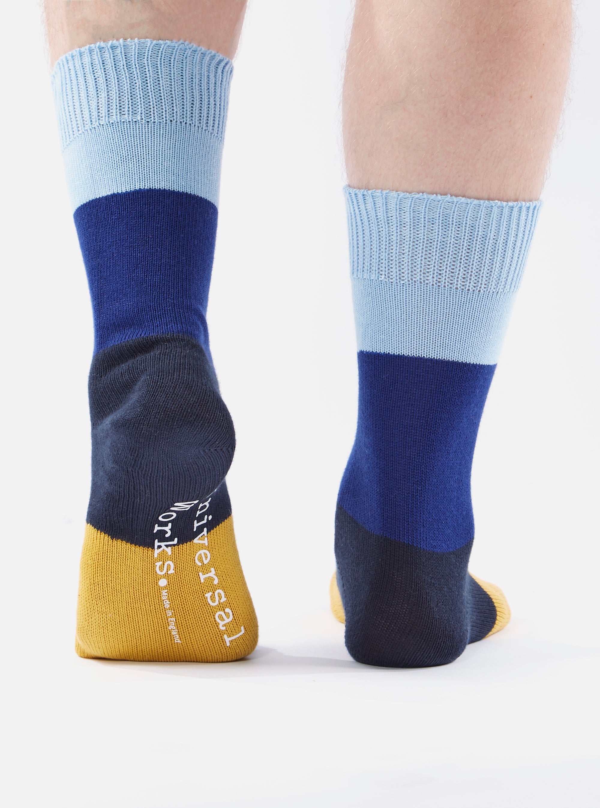 Sky/Indigo Cotton Bold Stripe Sock