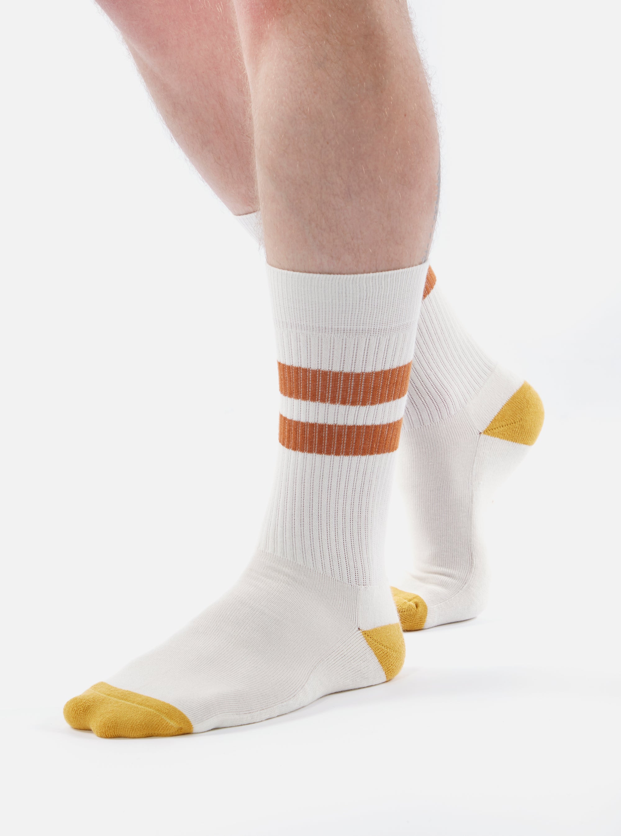 Ecru/Orange Cotton Rib Sport Sock