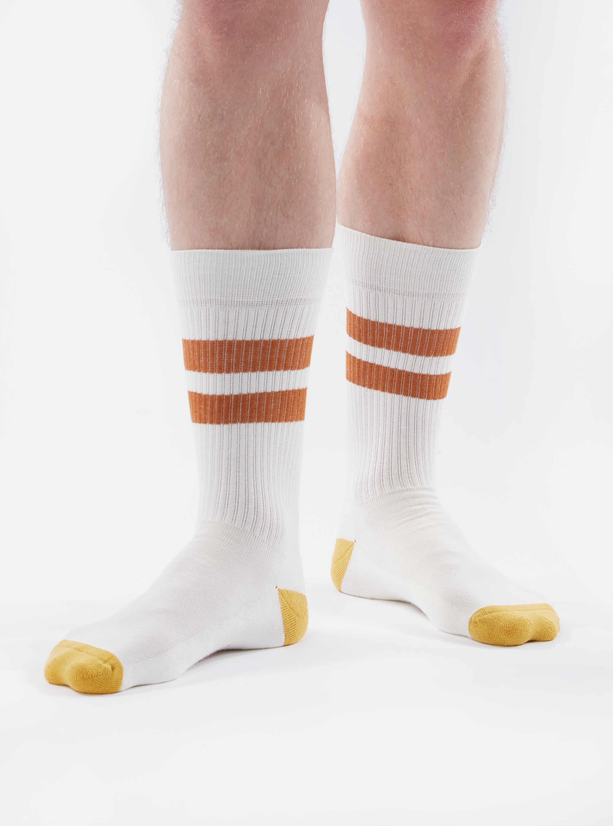 Ecru/Orange Cotton Rib Sport Sock