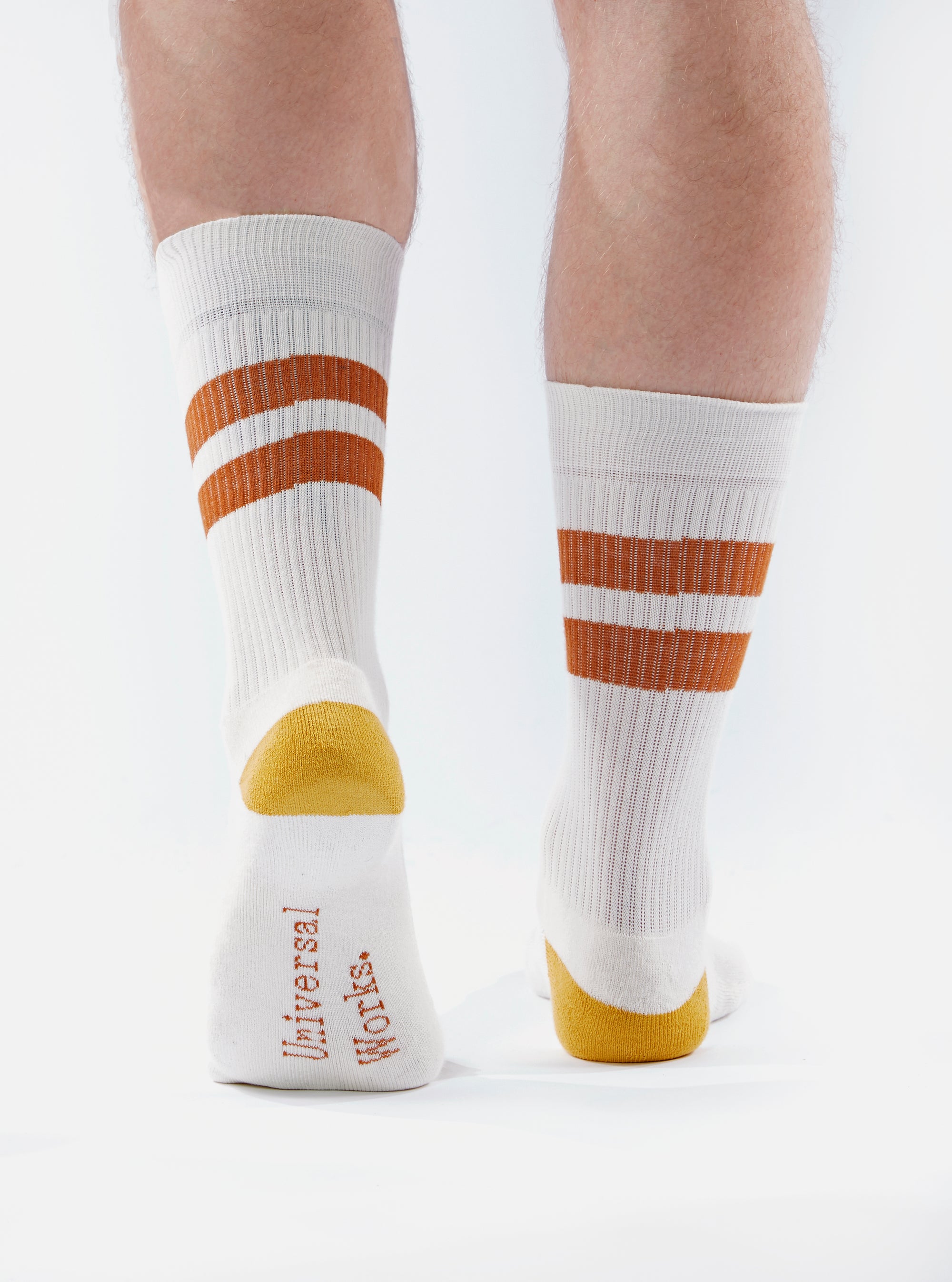 Ecru/Orange Cotton Rib Sport Sock