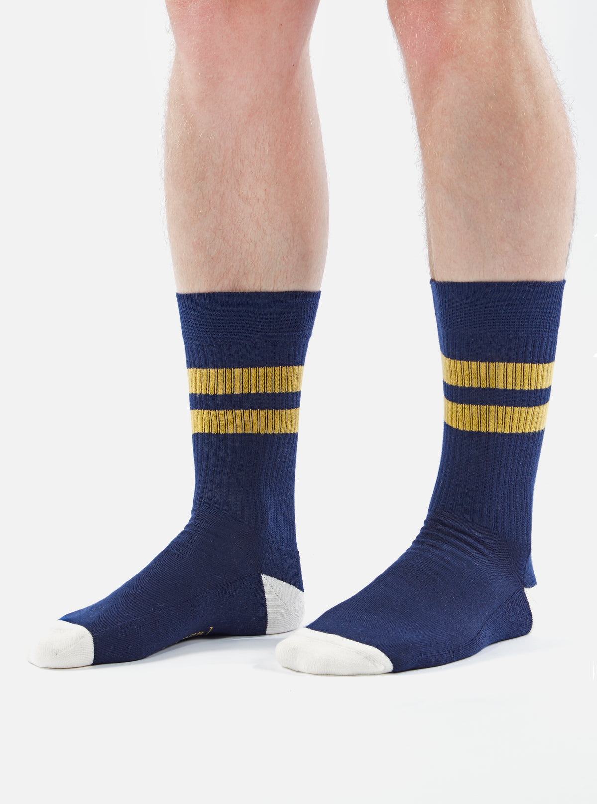 Navy/Yellow Cotton Rib Sport Sock