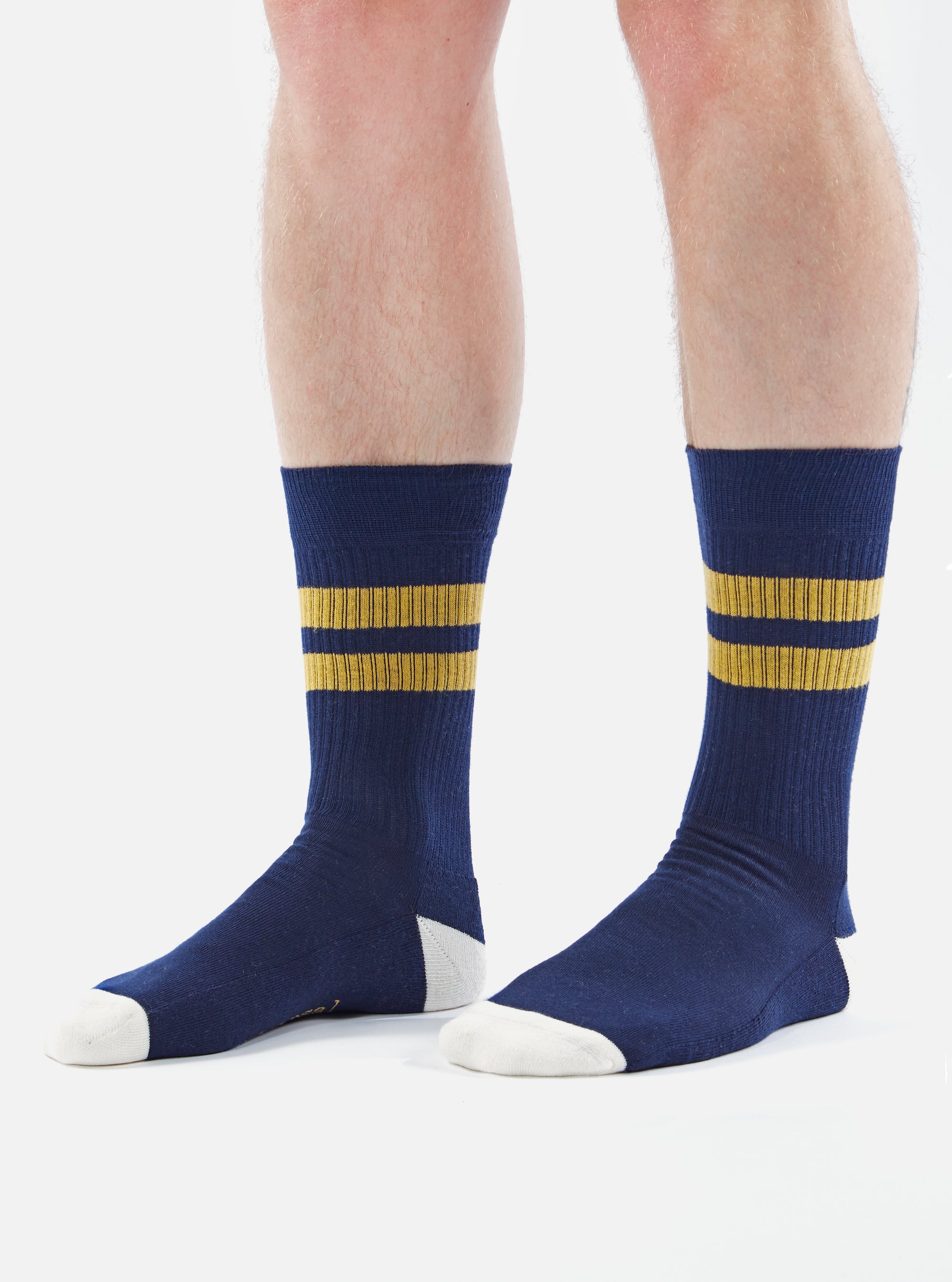 Navy/Yellow Cotton Rib Sport Sock