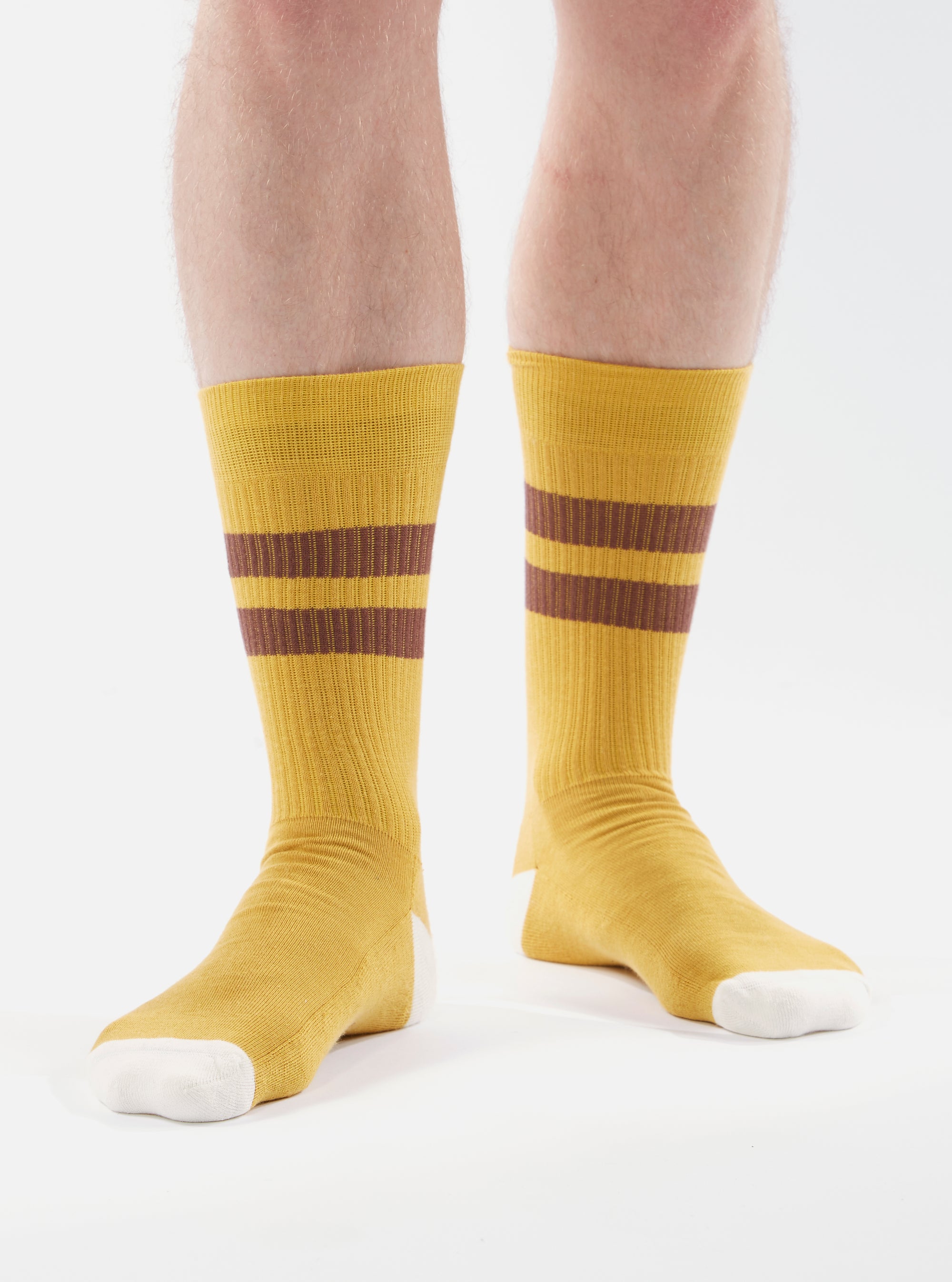Yellow/Raisin Cotton Rib Sport Sock