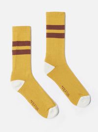 Yellow/Raisin Cotton Rib Sport Sock