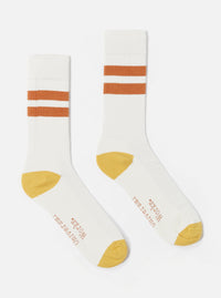 Ecru/Orange Cotton Rib Sport Sock