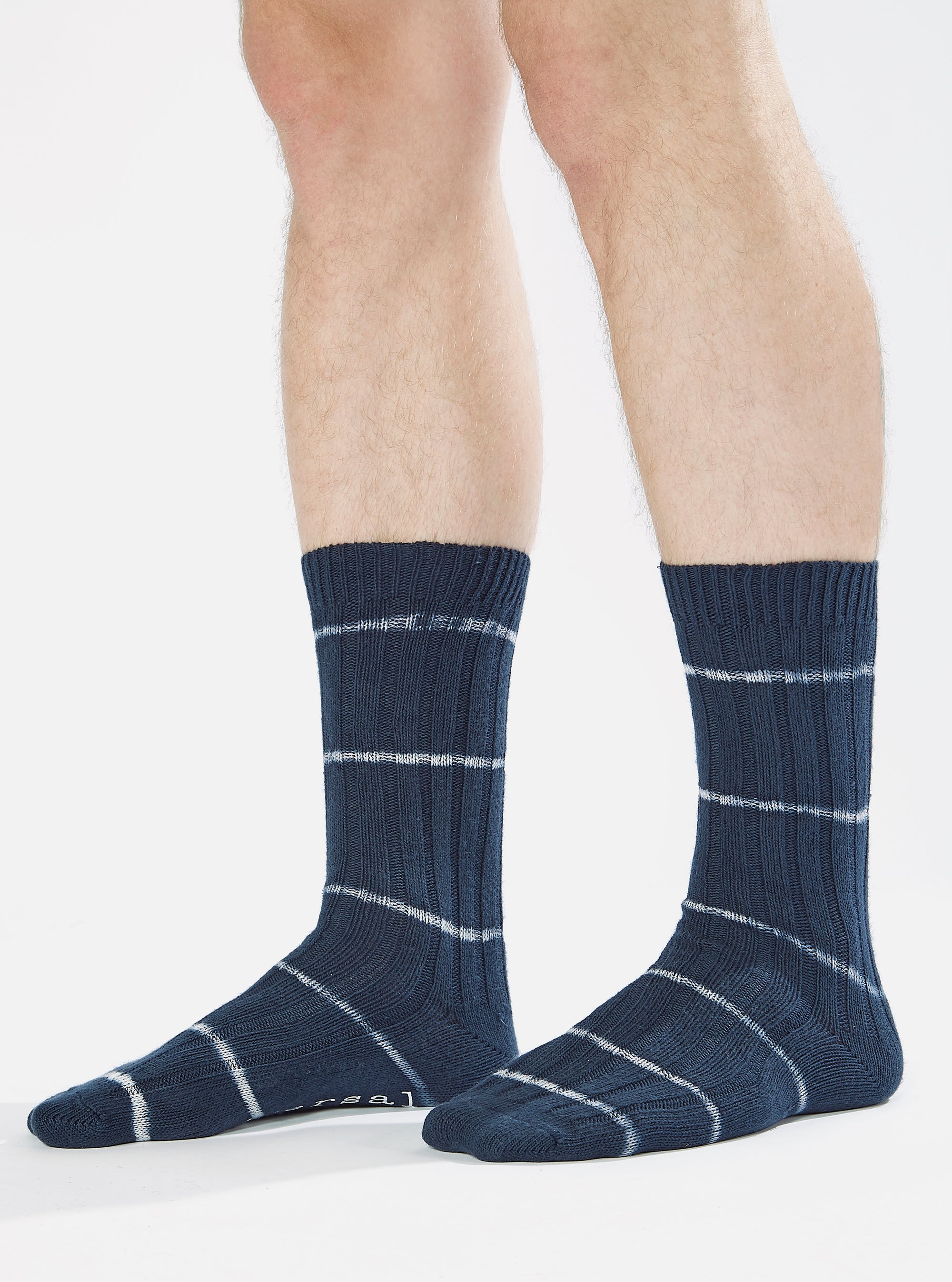 Navy Tie Dye Knit Slub Sock
