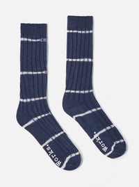 Navy Tie Dye Knit Slub Sock