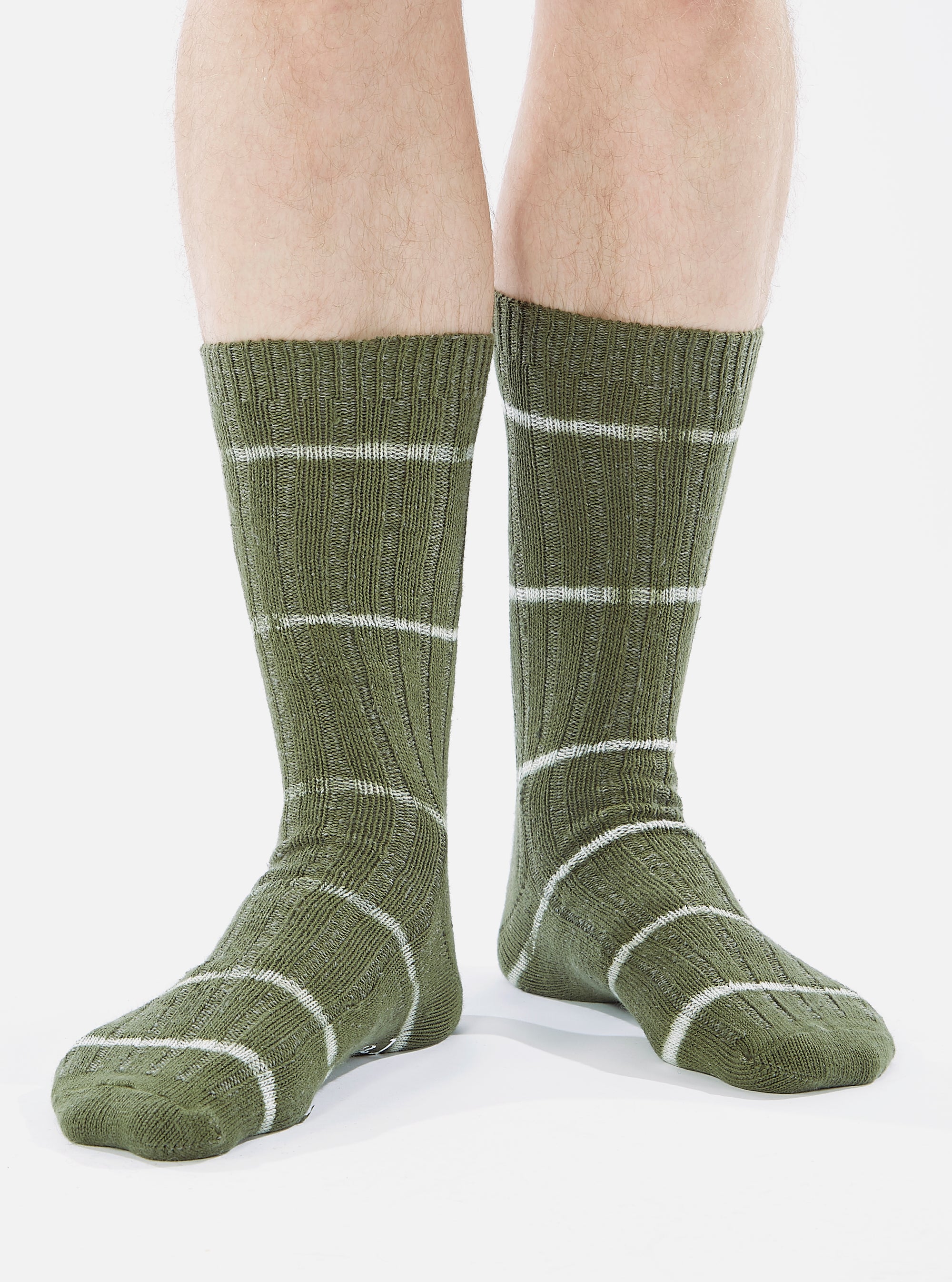 Olive Tie Dye Knit Slub Sock