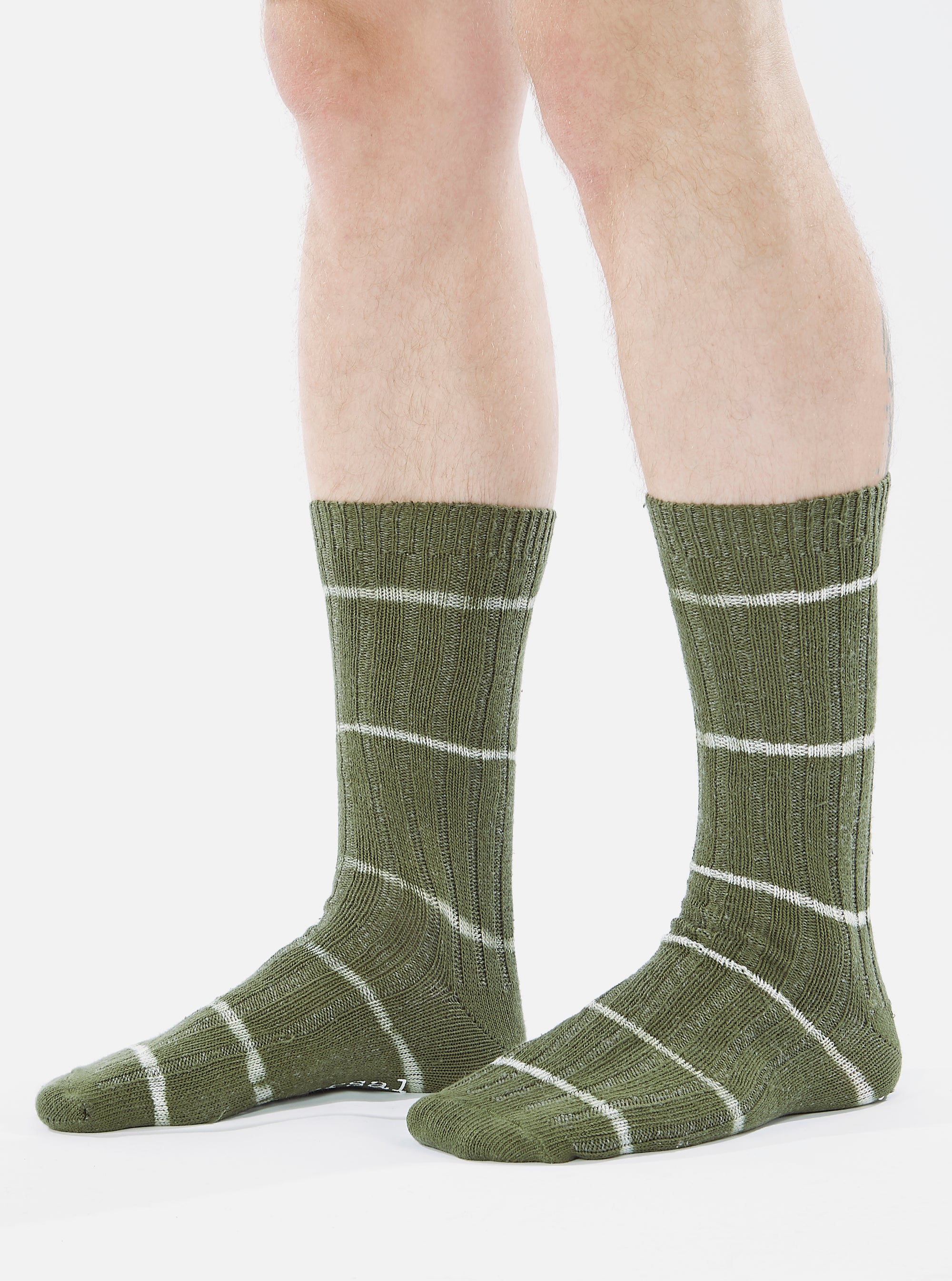 Olive Tie Dye Knit Slub Sock