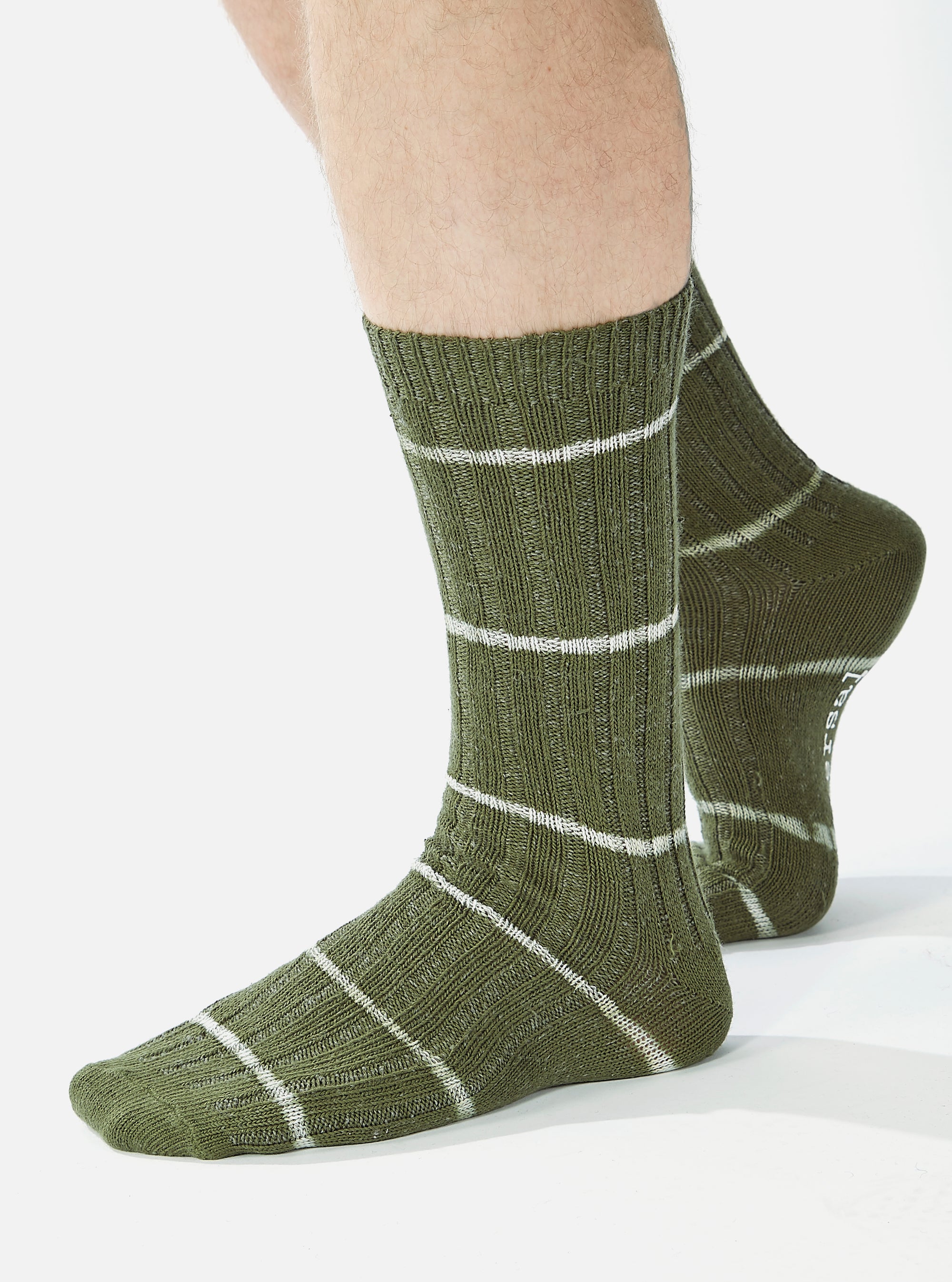 Olive Tie Dye Knit Slub Sock