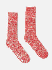 Red Slub Knit Slub Sock