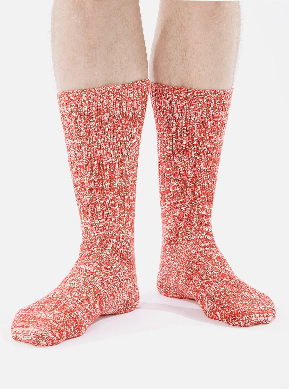 Red Slub Knit Slub Sock