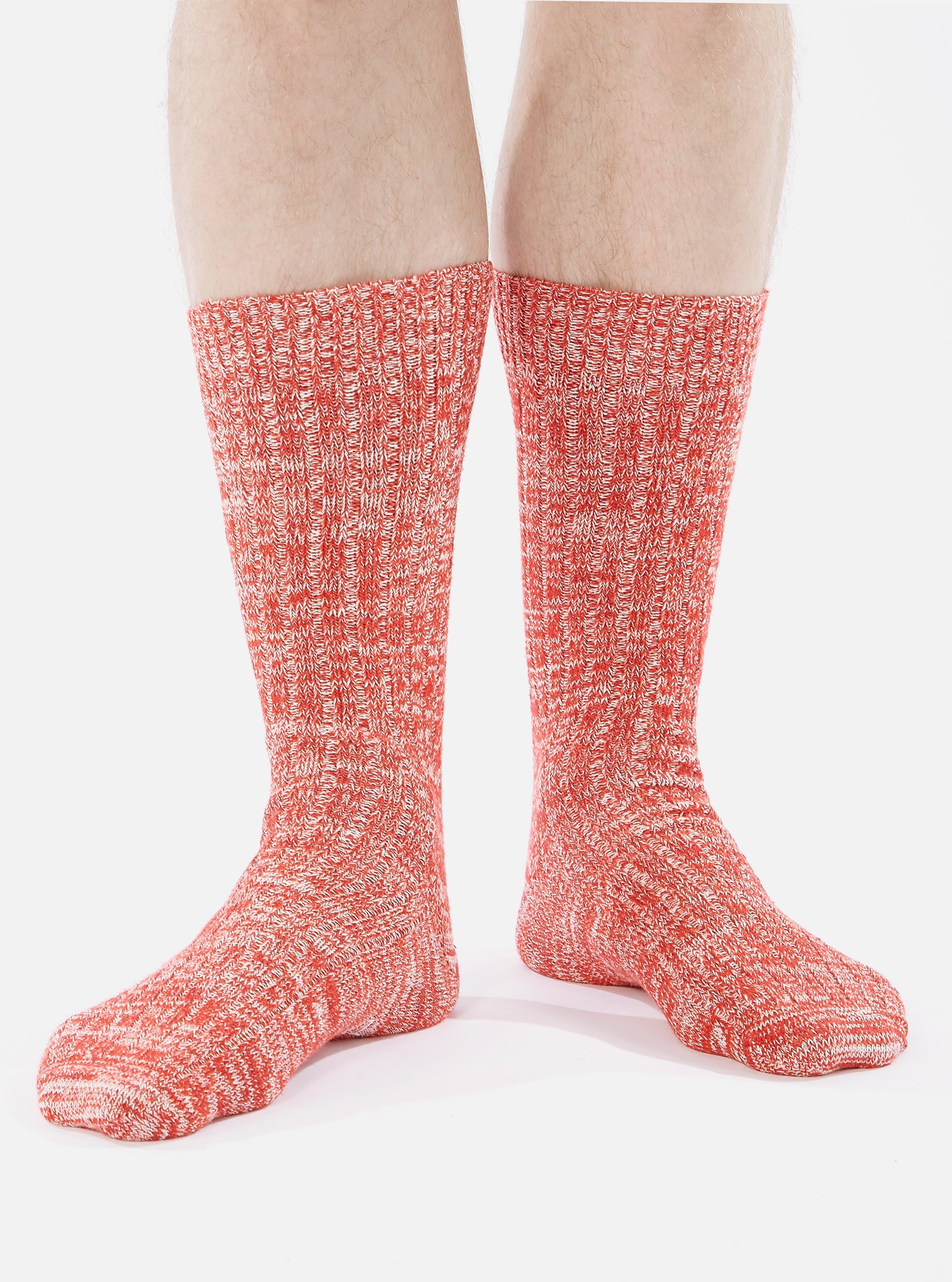 Red Slub Knit Slub Sock