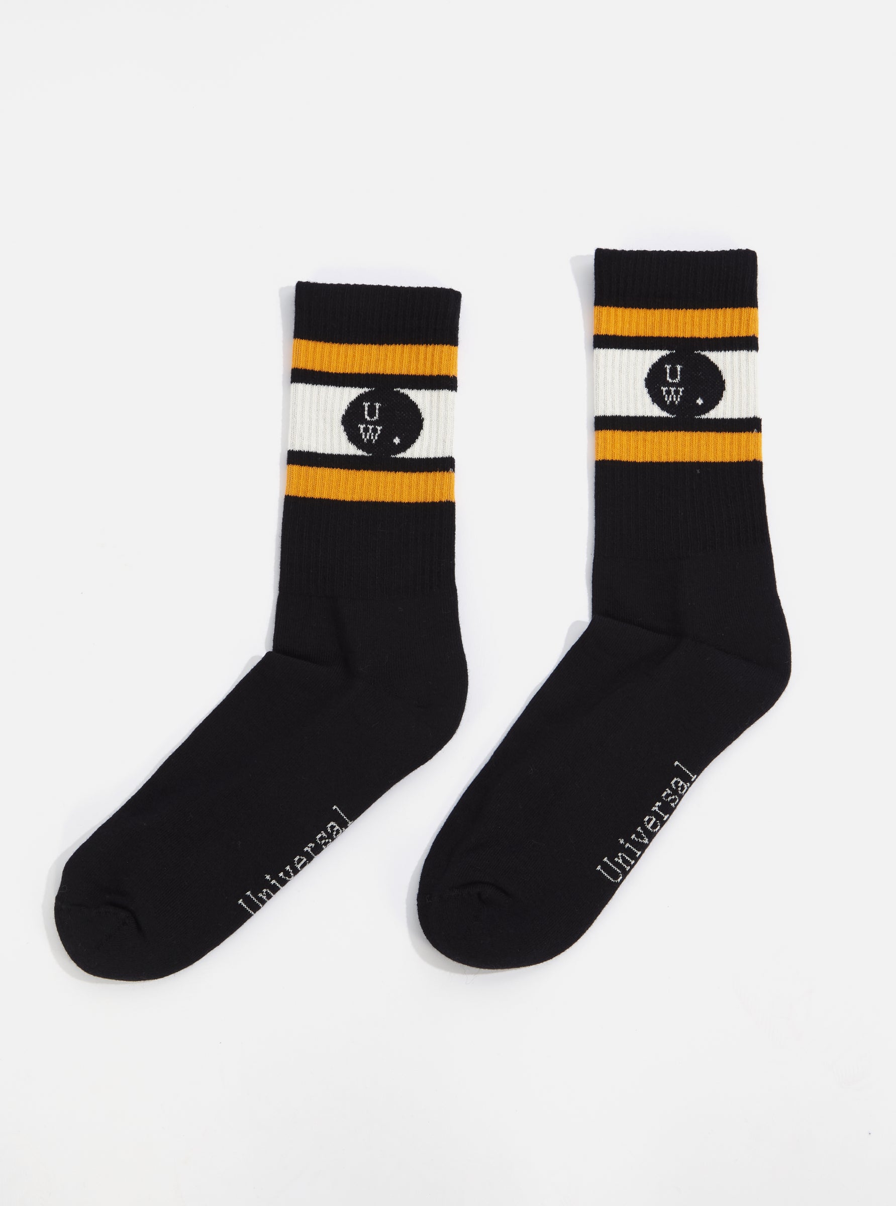 Ecru/Black Cotton 3 Pack Sport Sock