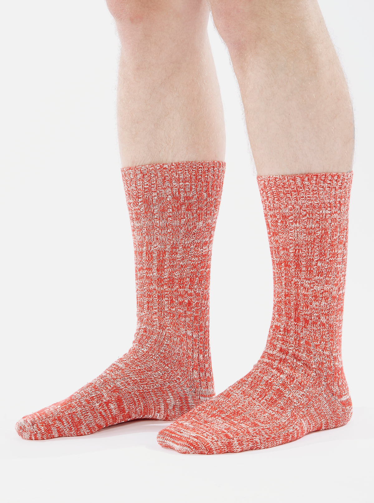 Red Slub Knit Slub Sock