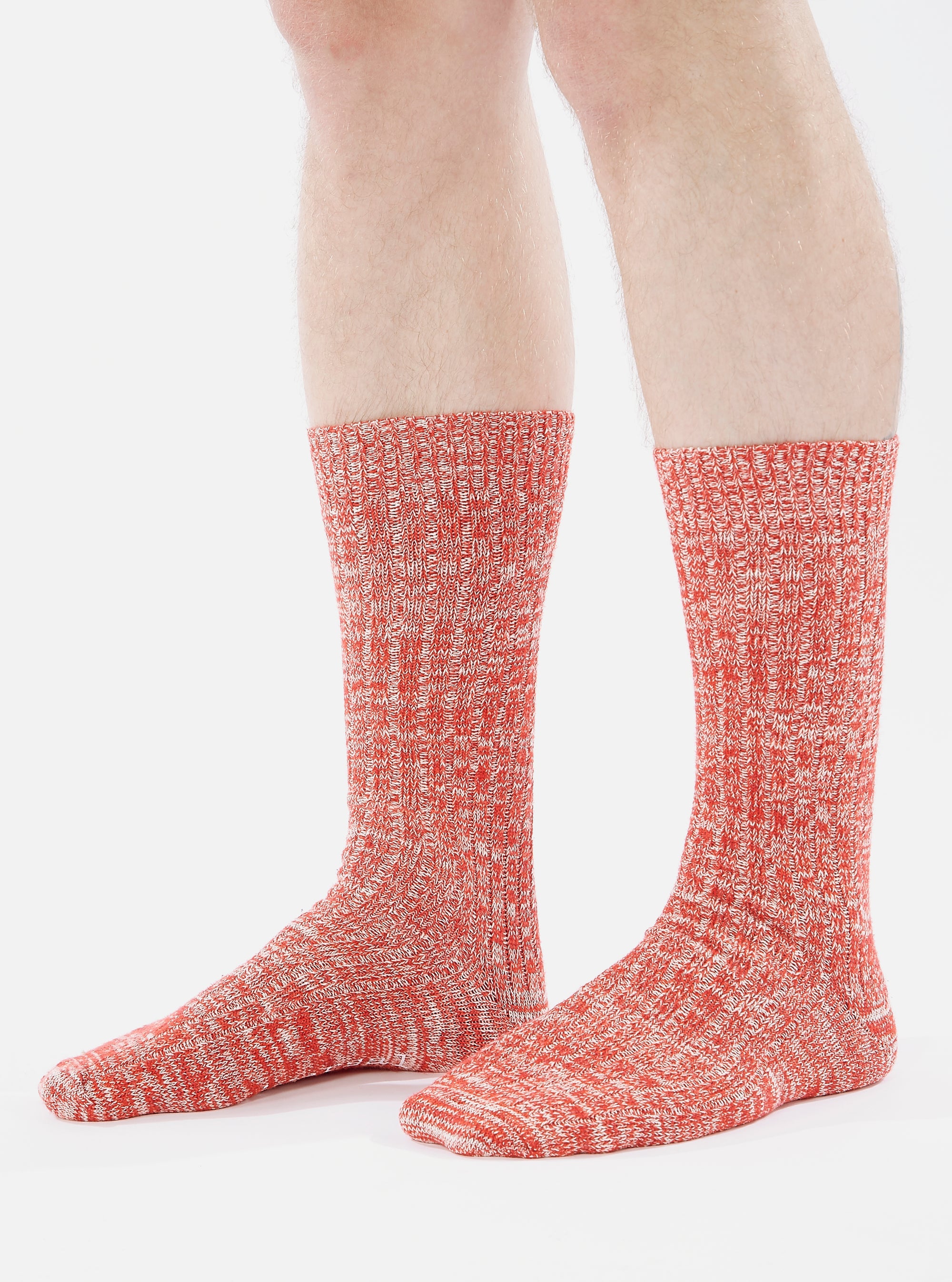 Red Slub Knit Slub Sock