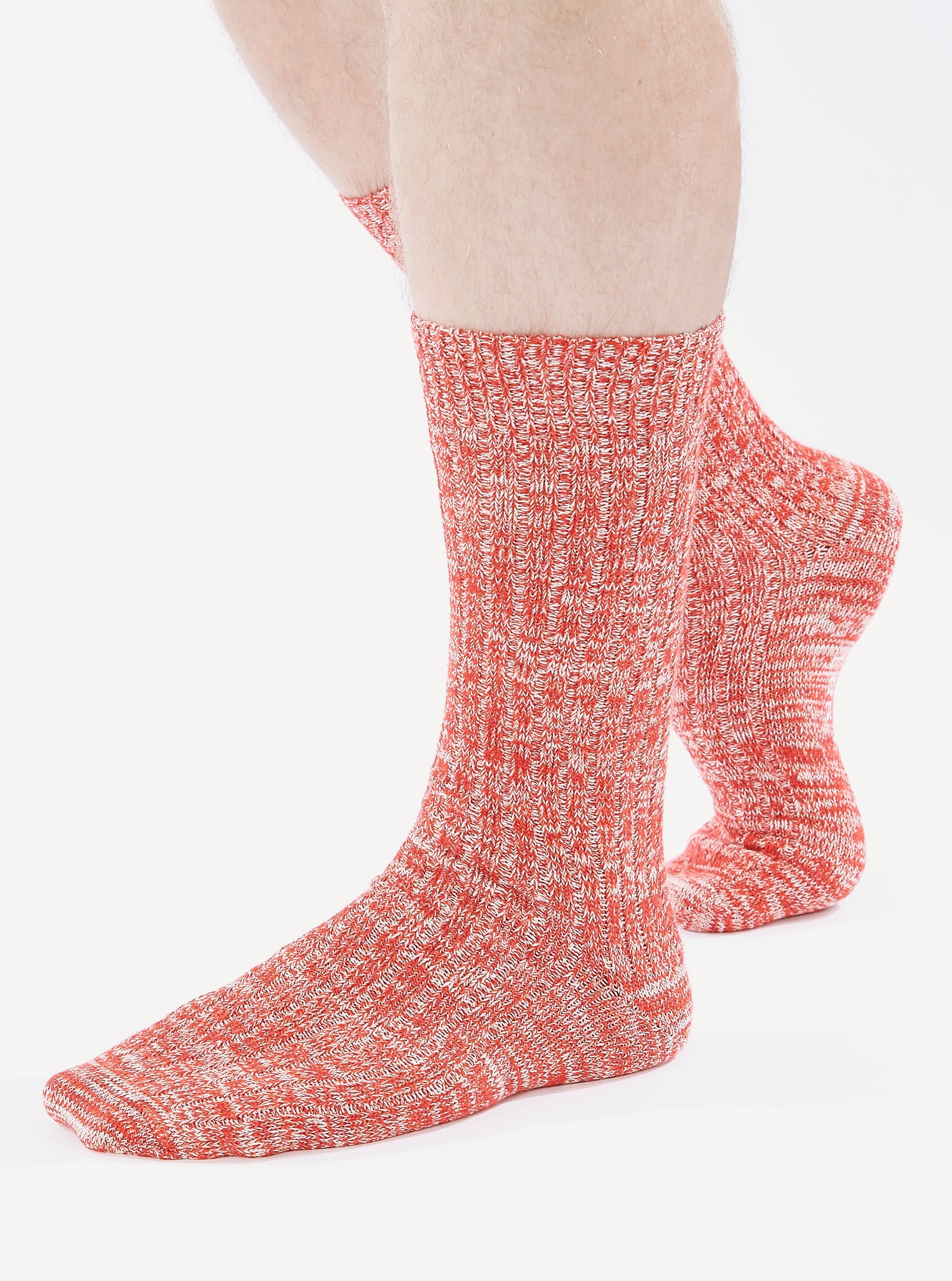 Red Slub Knit Slub Sock