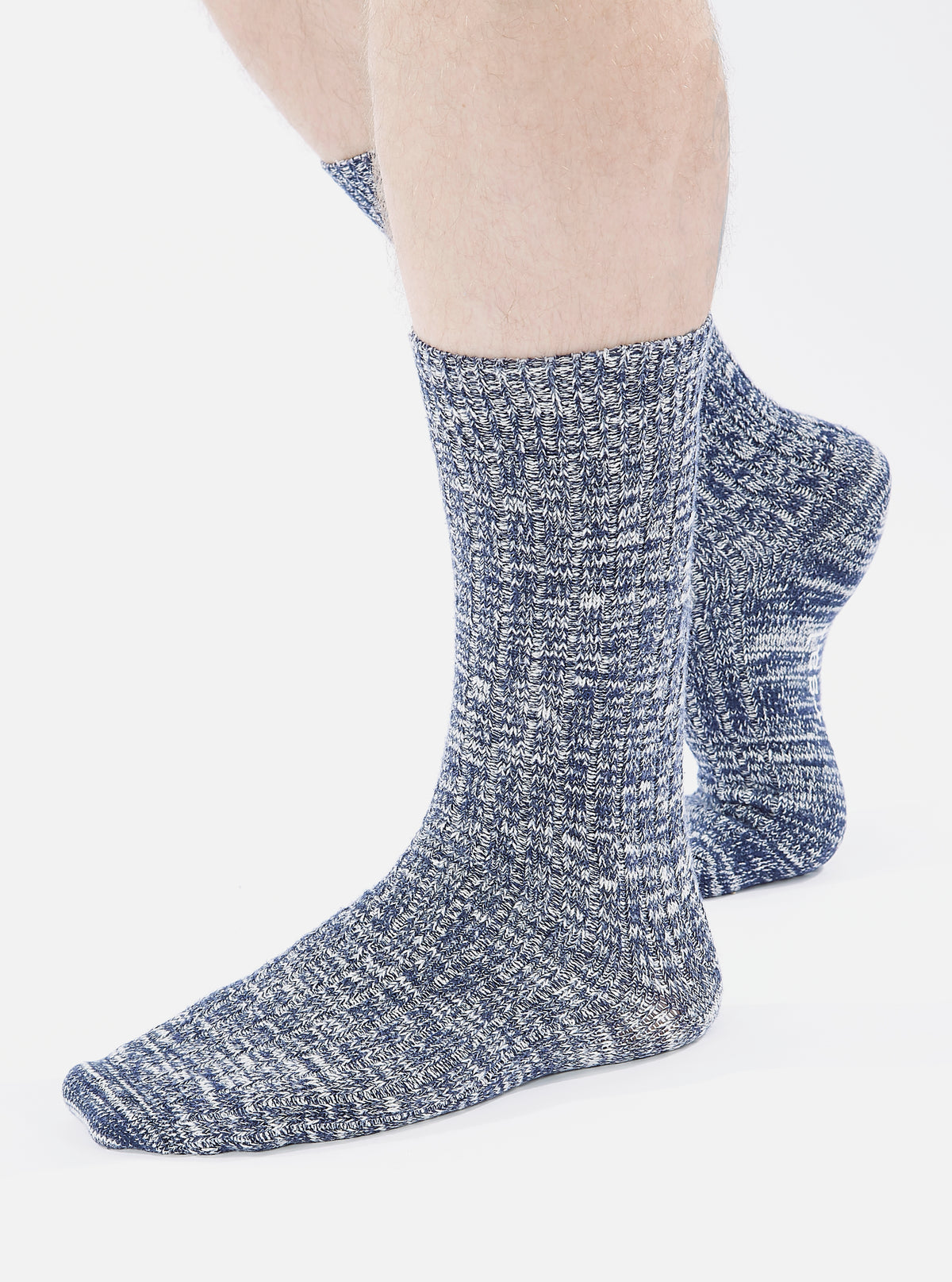 Navy Slub Knit Slub Sock