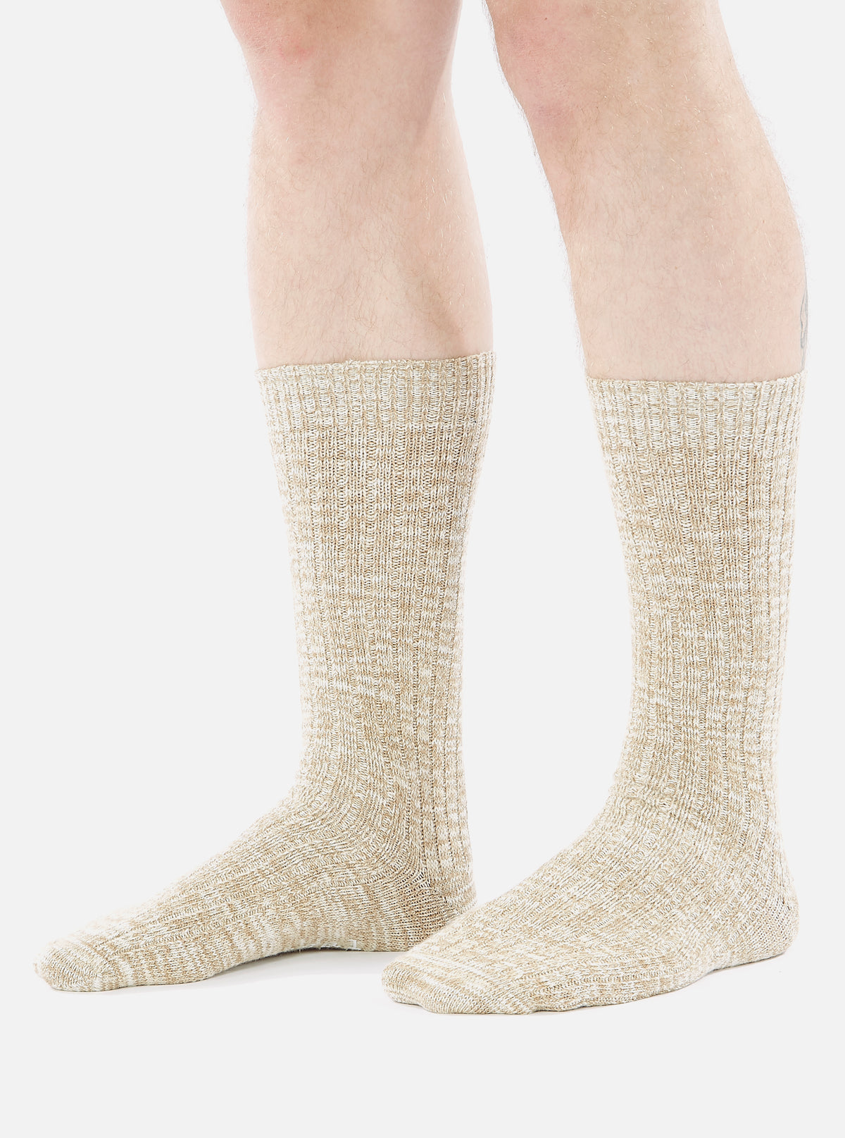 Dark Sand Slub Knit Slub Sock