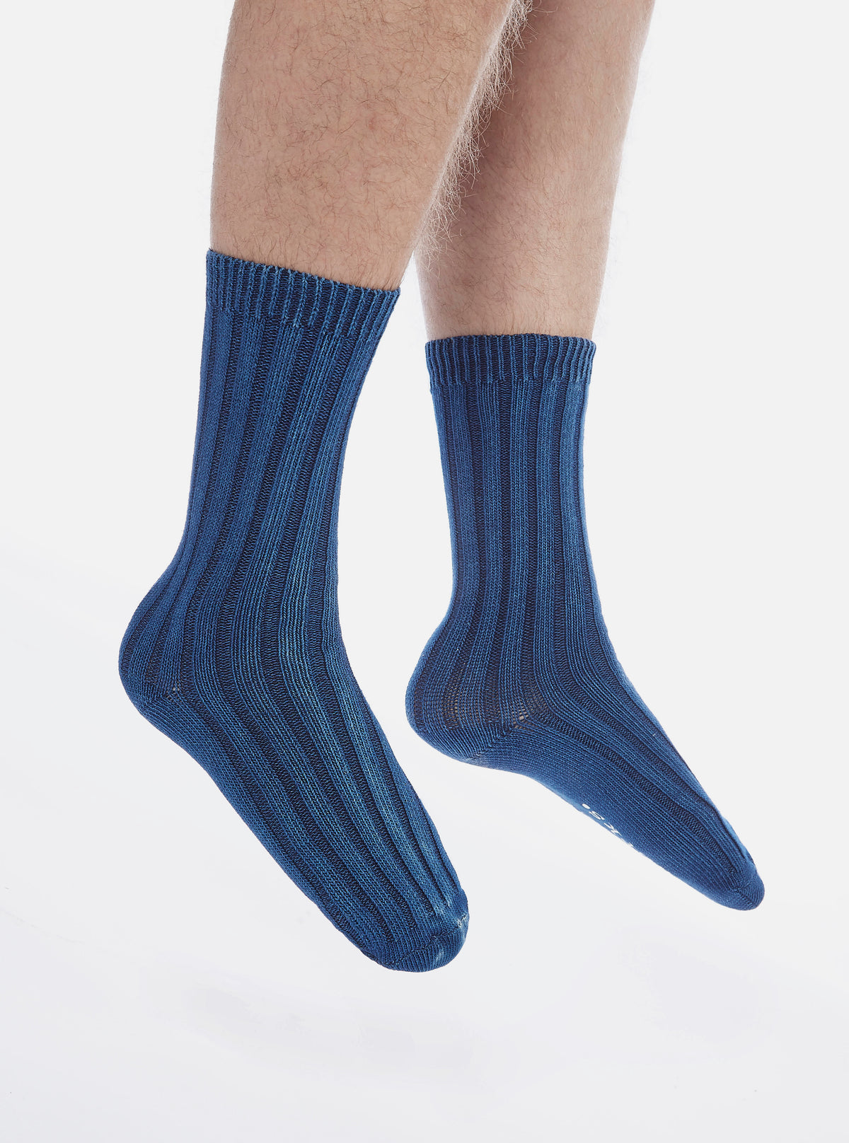 Indigo Dye Rib Knit Sock