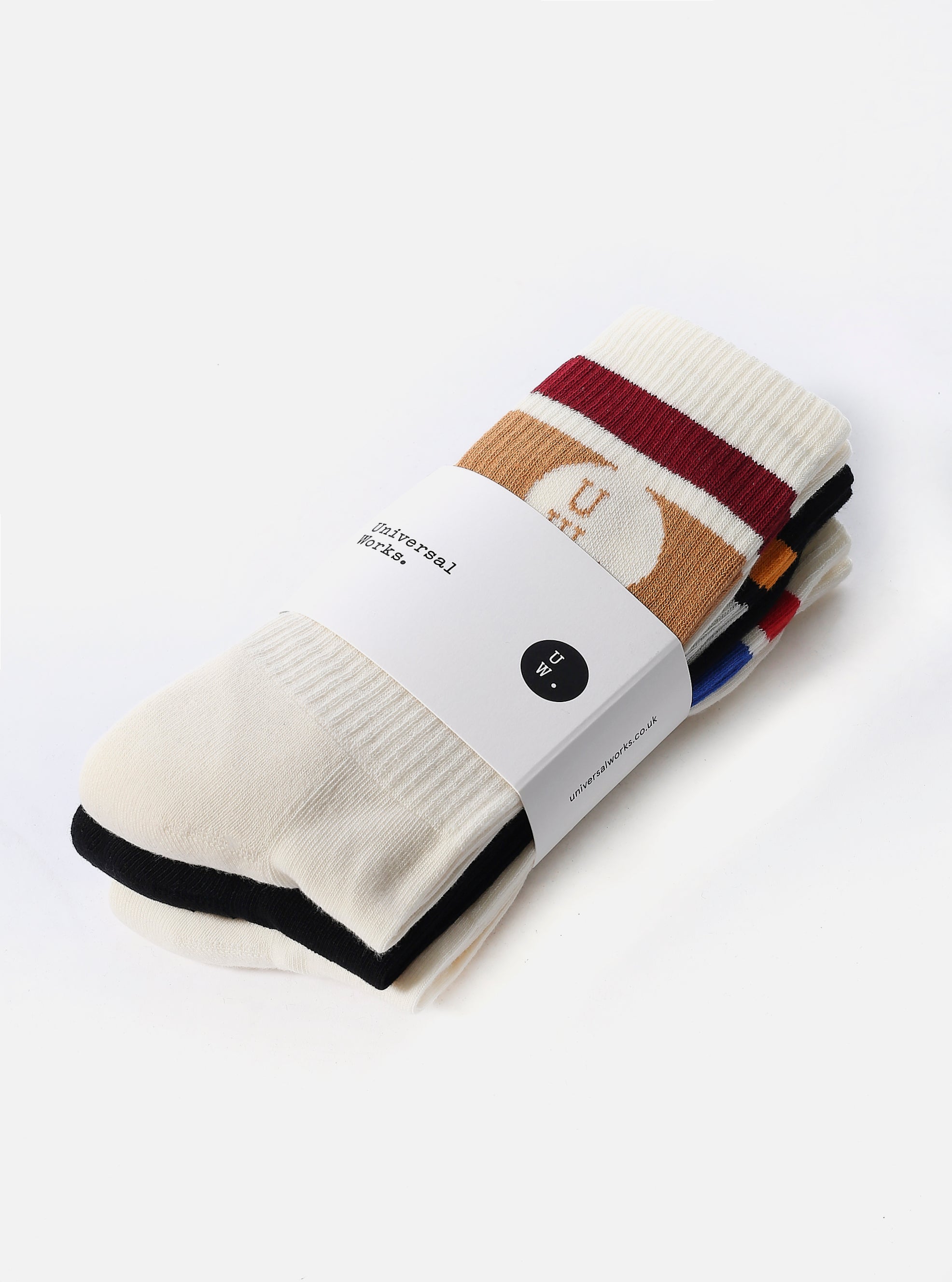 Ecru/Black Cotton 3 Pack Sport Sock