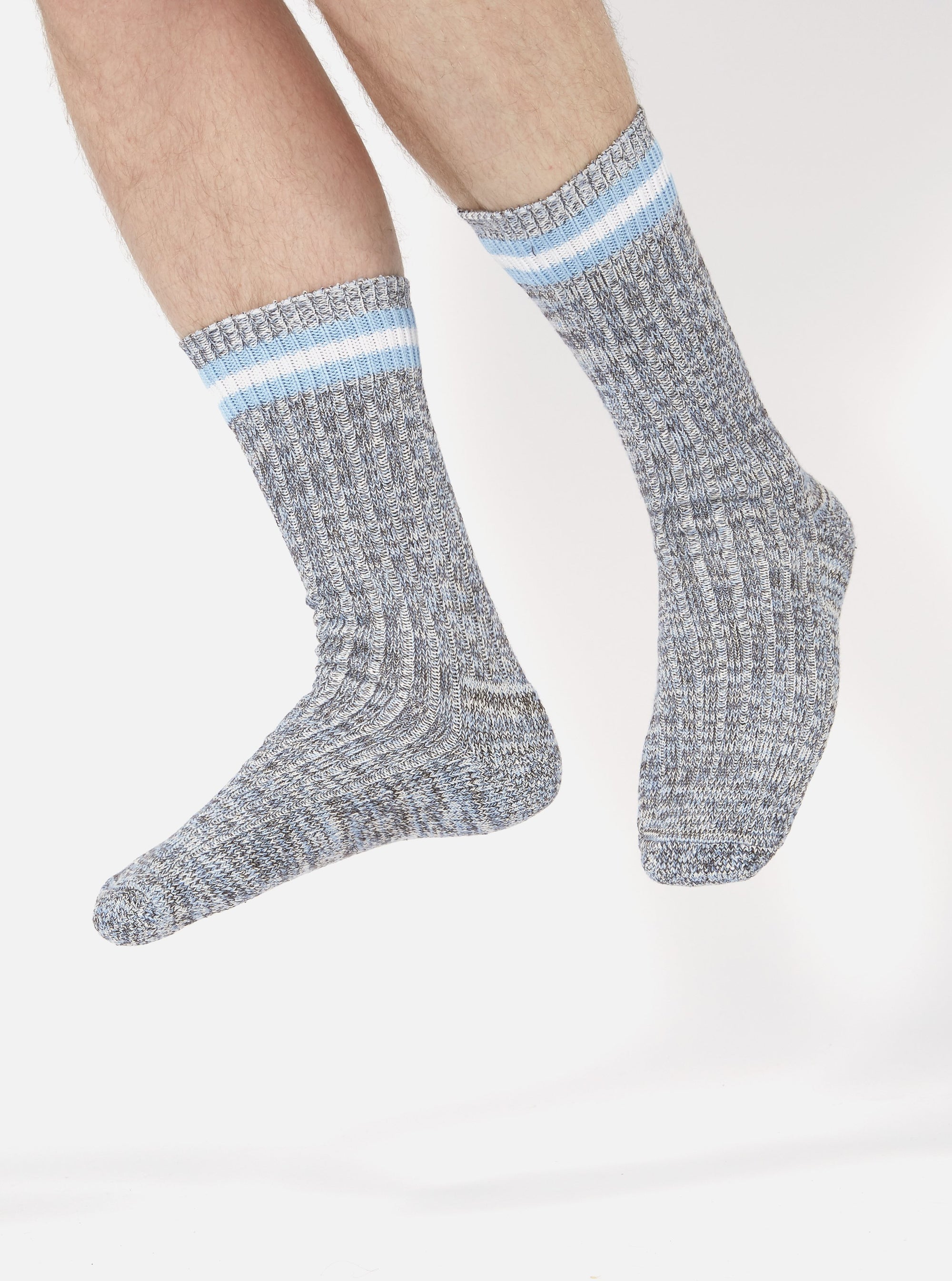 Cornish Blue Cotton Everyday Stripe Sock