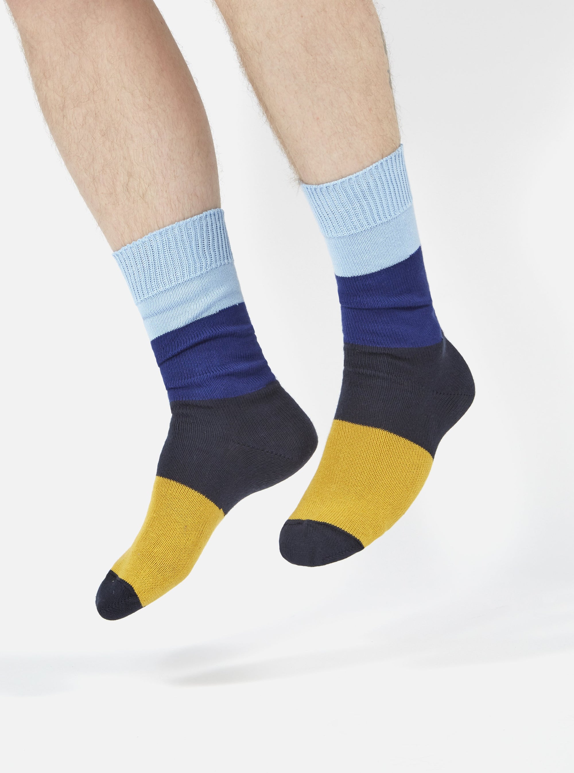Sky/Indigo Cotton Bold Stripe Sock