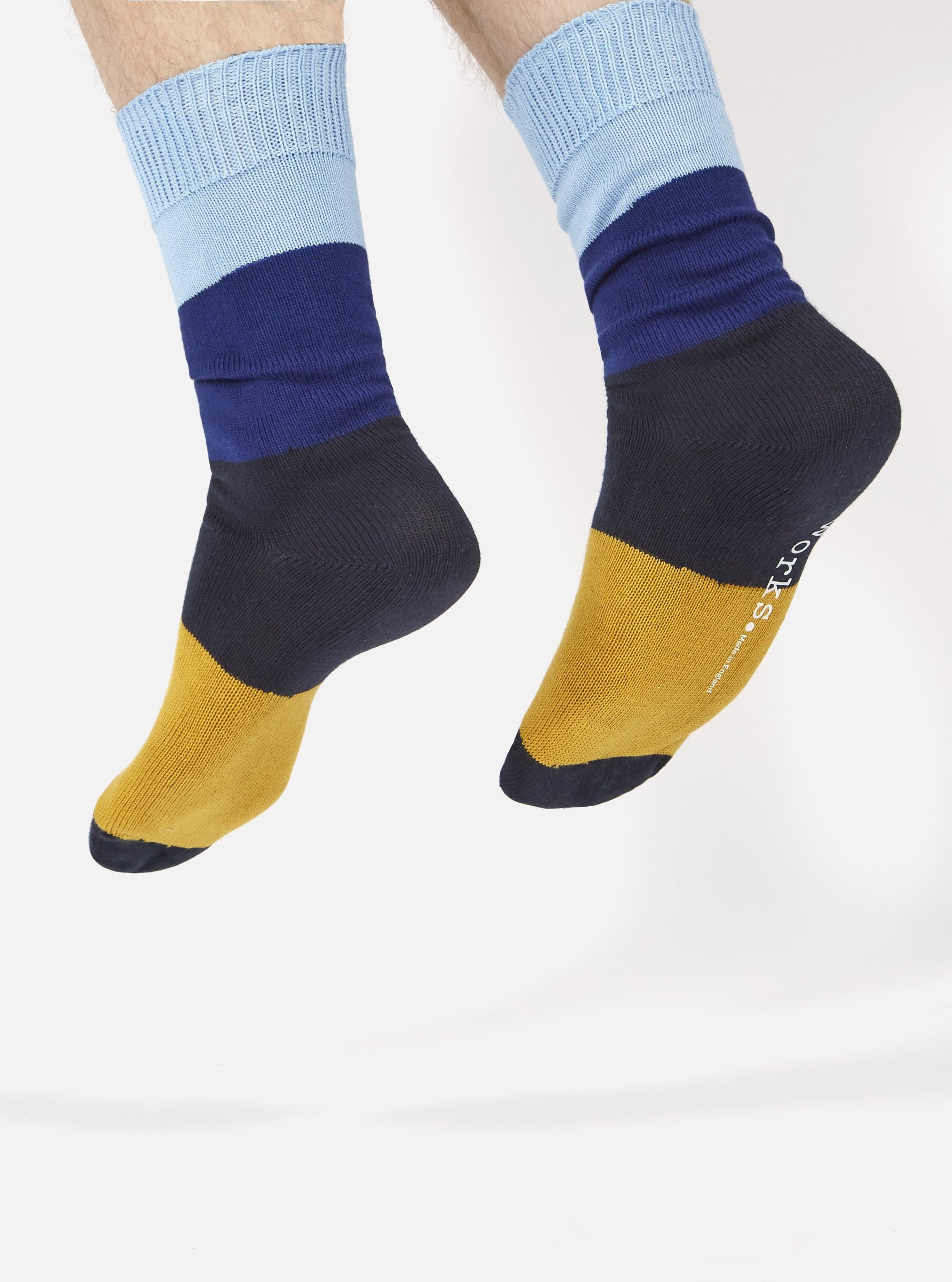 Sky/Indigo Cotton Bold Stripe Sock