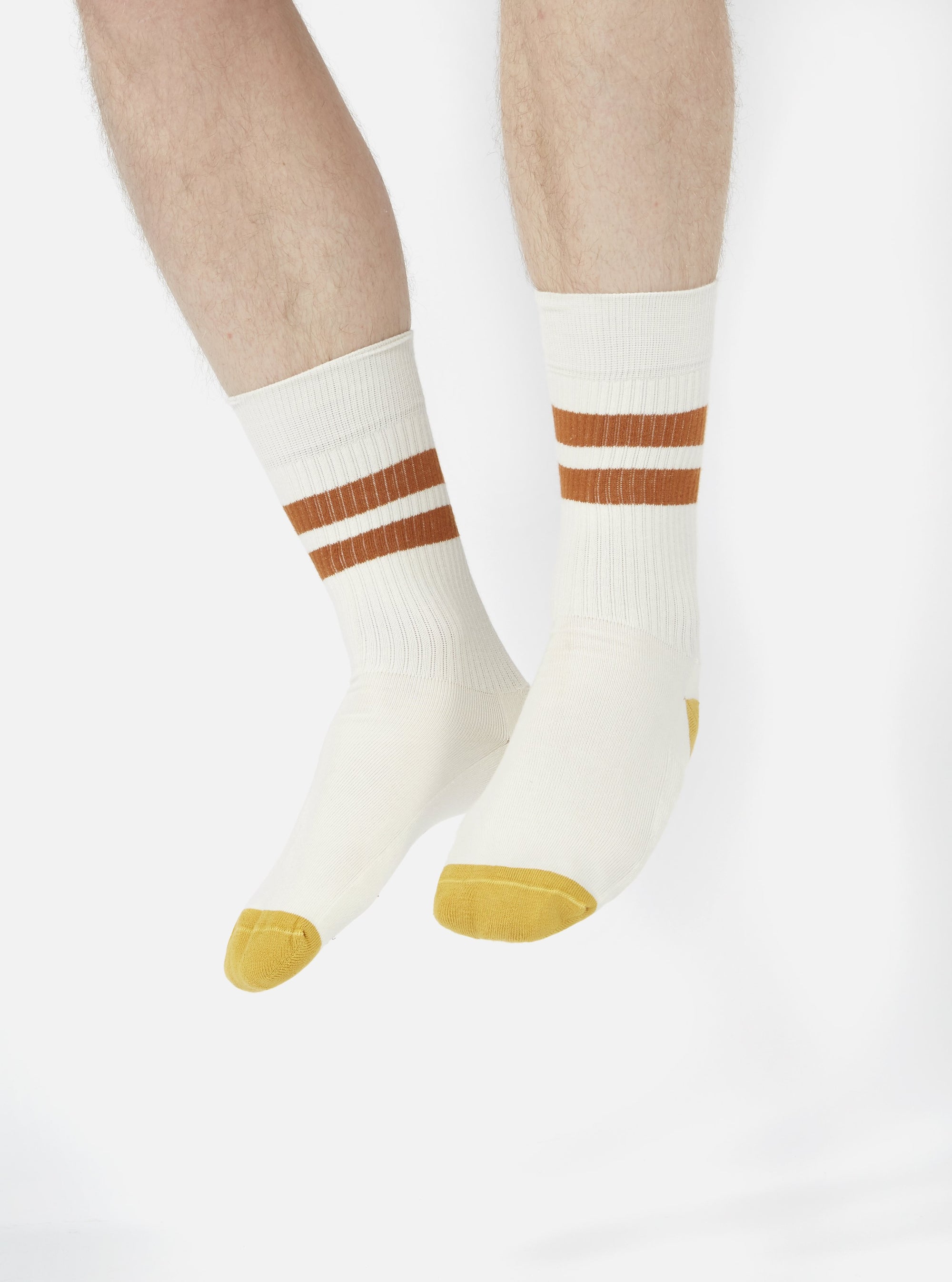 Ecru/Orange Cotton Rib Sport Sock