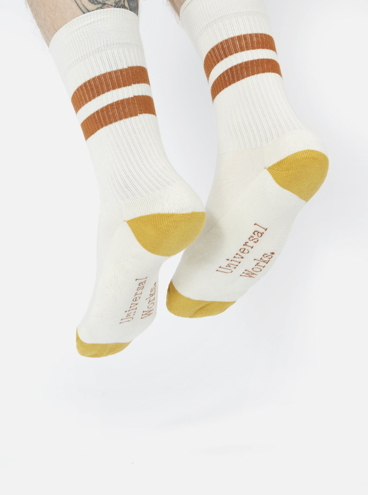 Ecru/Orange Cotton Rib Sport Sock