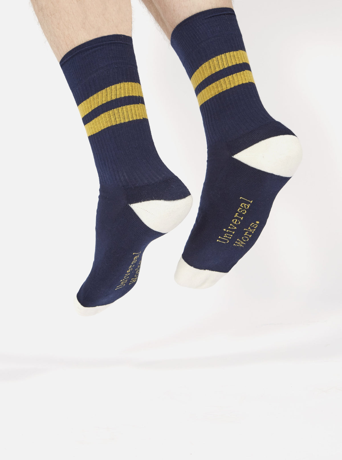 Navy/Yellow Cotton Rib Sport Sock