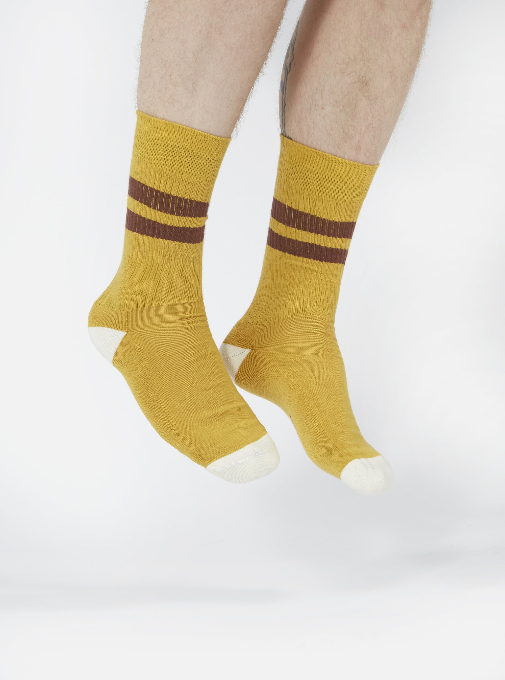 Yellow/Raisin Cotton Rib Sport Sock