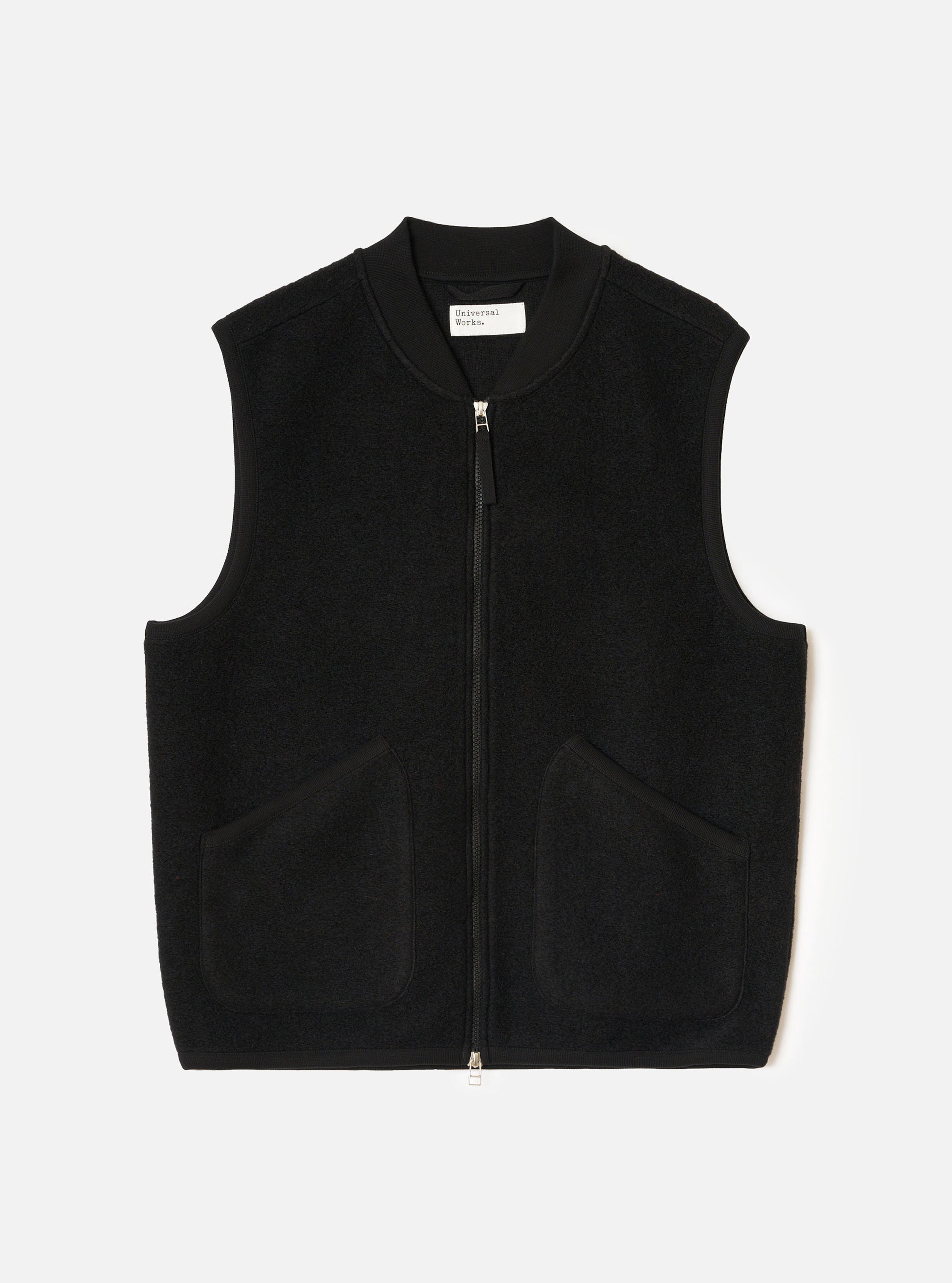 Men's Navy Wool Fleece Zip Waistcoat – Universal Works
