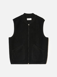 Black Wool Fleece Zip Waistcoat