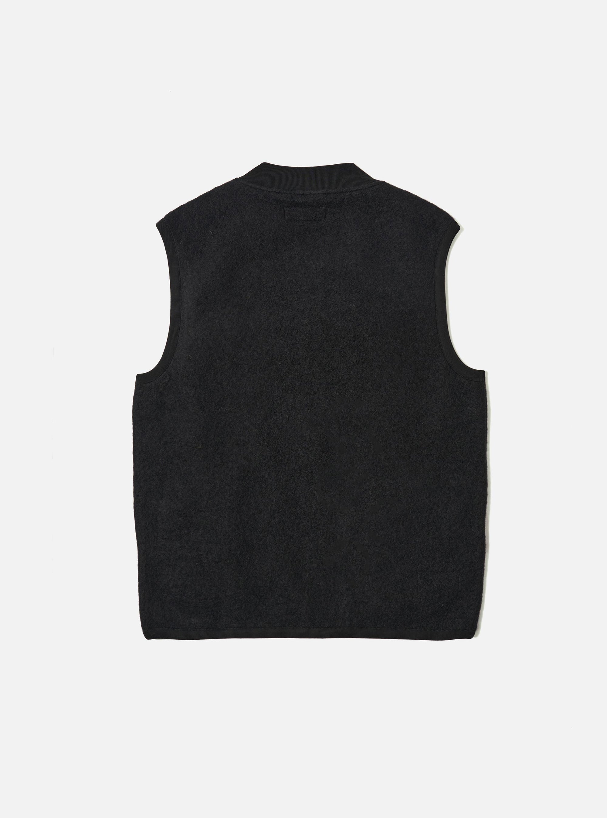 Black Wool Fleece Zip Waistcoat
