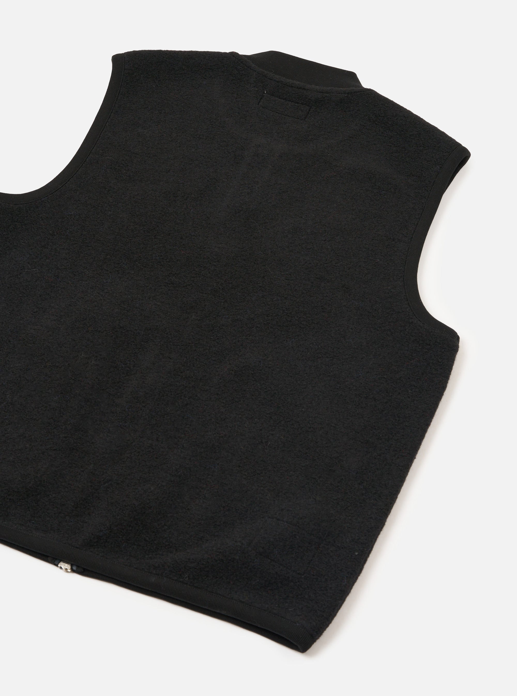 Black Wool Fleece Zip Waistcoat